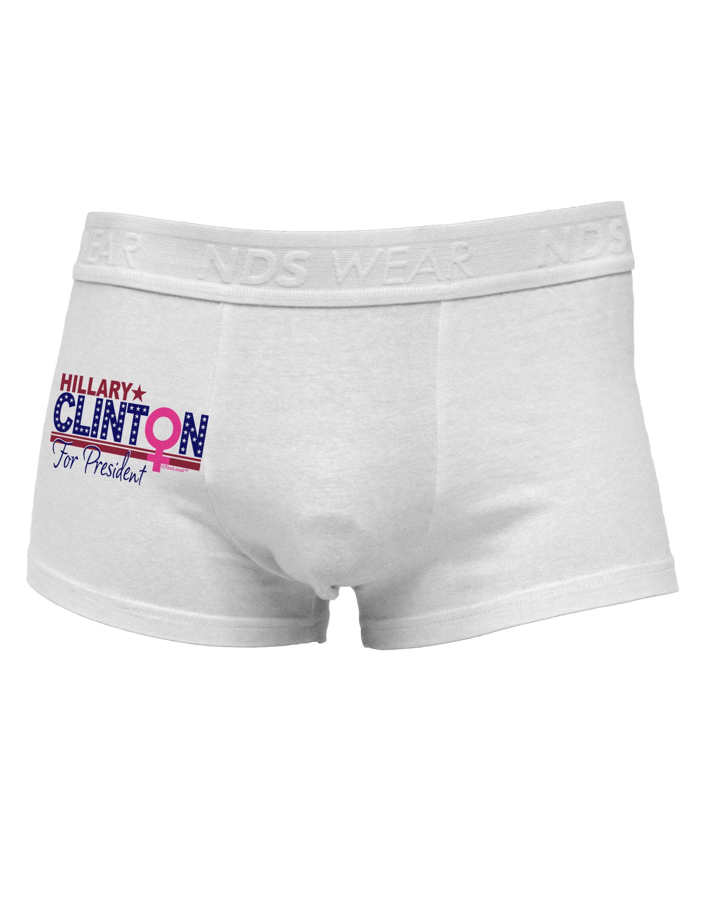 Hillary Female Symbol Side Printed Mens Trunk Underwear-Mens Trunk Underwear-NDS Wear-White-Small-Davson Sales