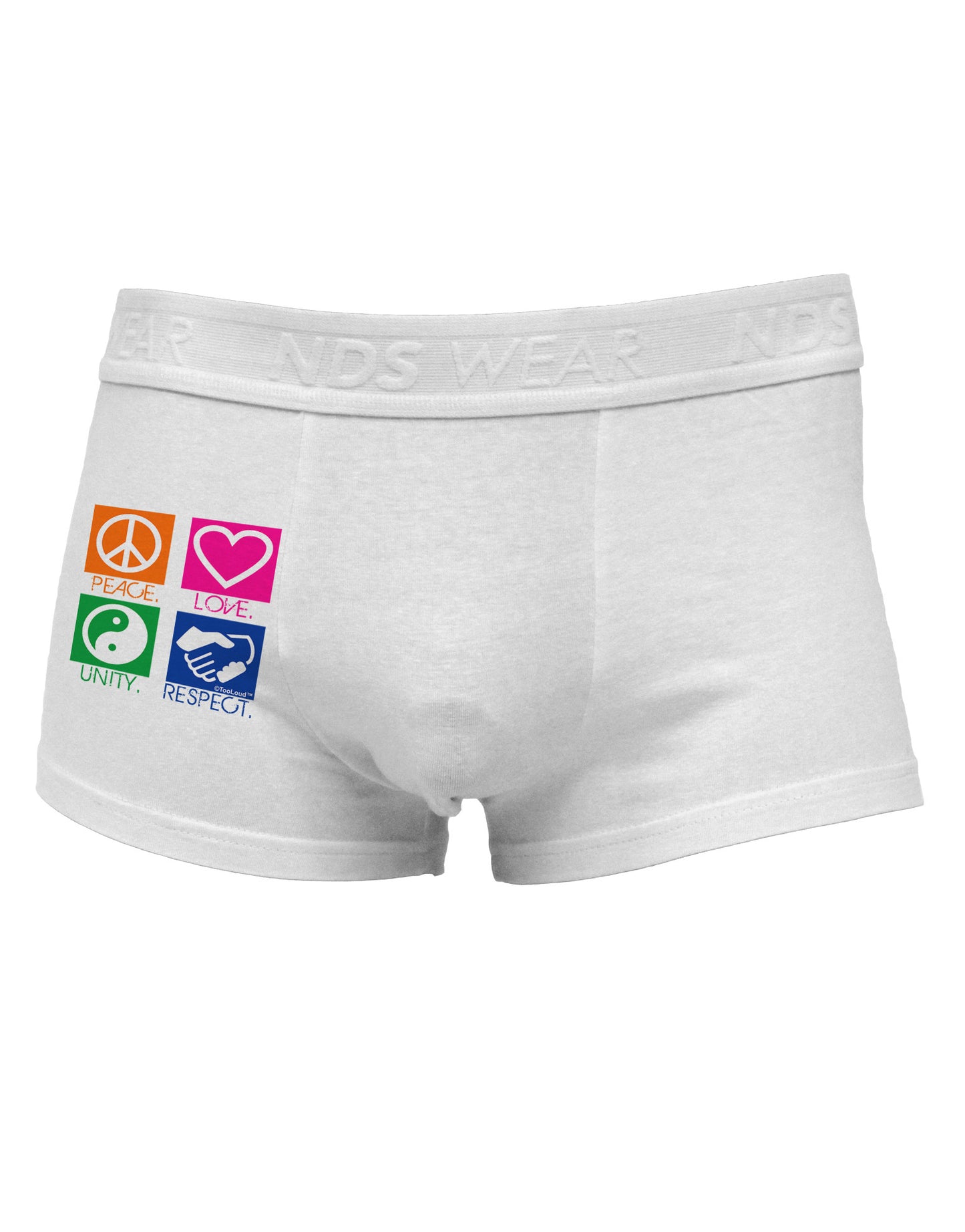 PLUR Squares Color Side Printed Mens Trunk Underwear-Mens Trunk Underwear-NDS Wear-White-Small-Davson Sales