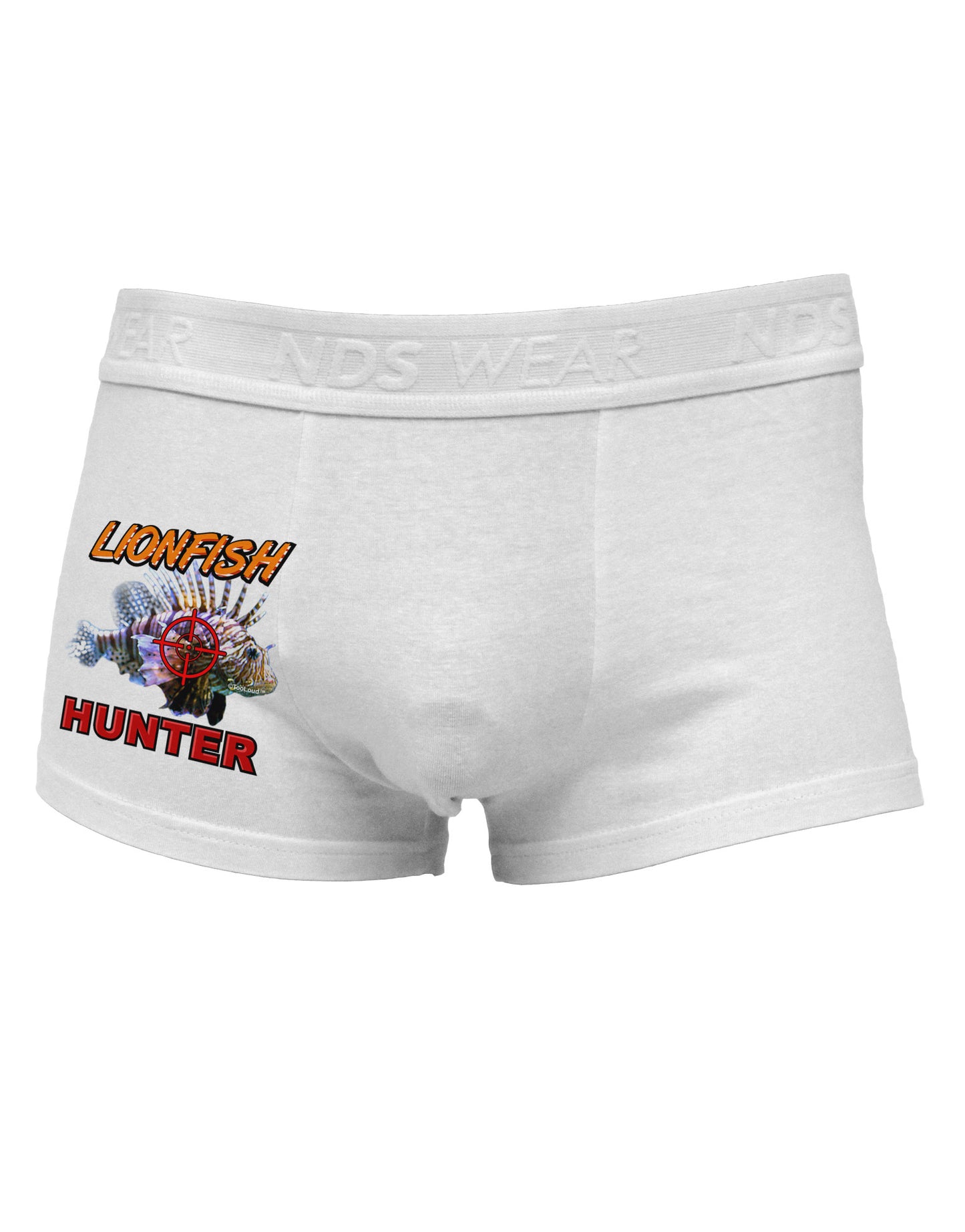 Lionfish Hunter Side Printed Mens Trunk Underwear-Mens Trunk Underwear-NDS Wear-White-Small-Davson Sales