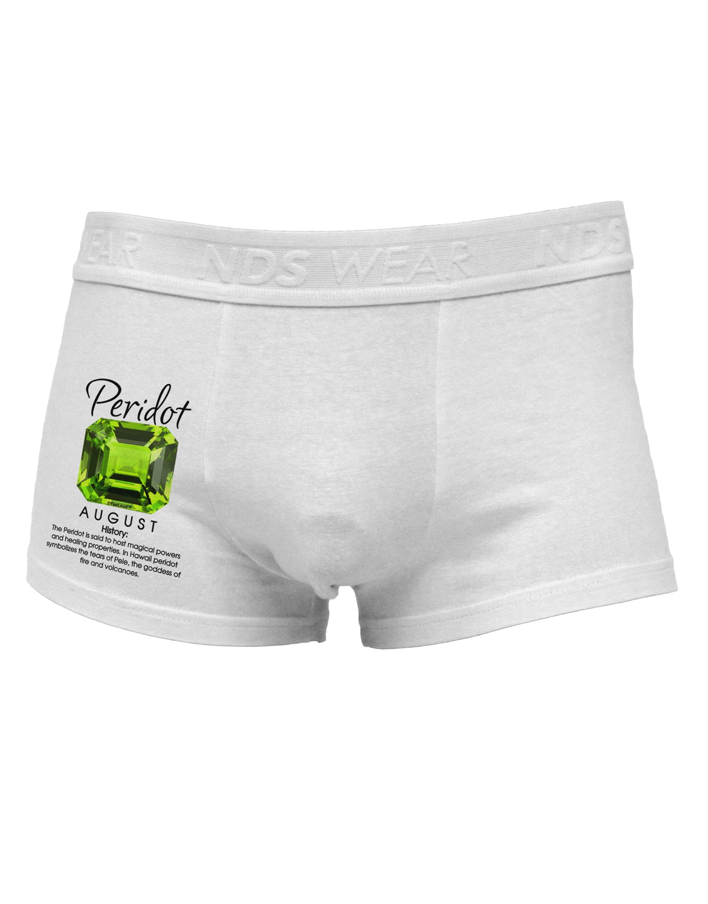 Birthstone Peridot Side Printed Mens Trunk Underwear-Mens Trunk Underwear-NDS Wear-White-Small-Davson Sales