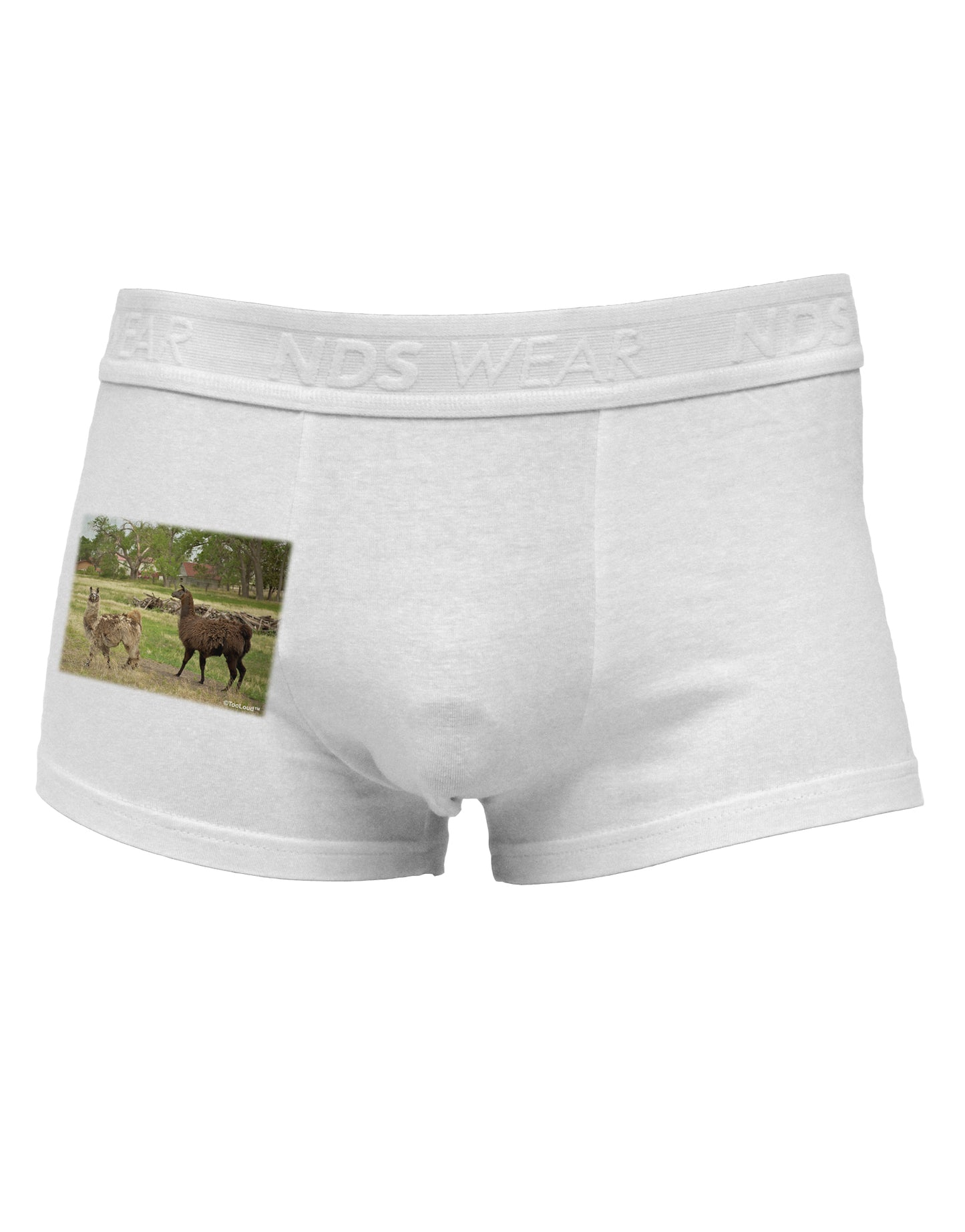 Standing Llamas Side Printed Mens Trunk Underwear by TooLoud-Mens Trunk Underwear-NDS Wear-White-Small-Davson Sales