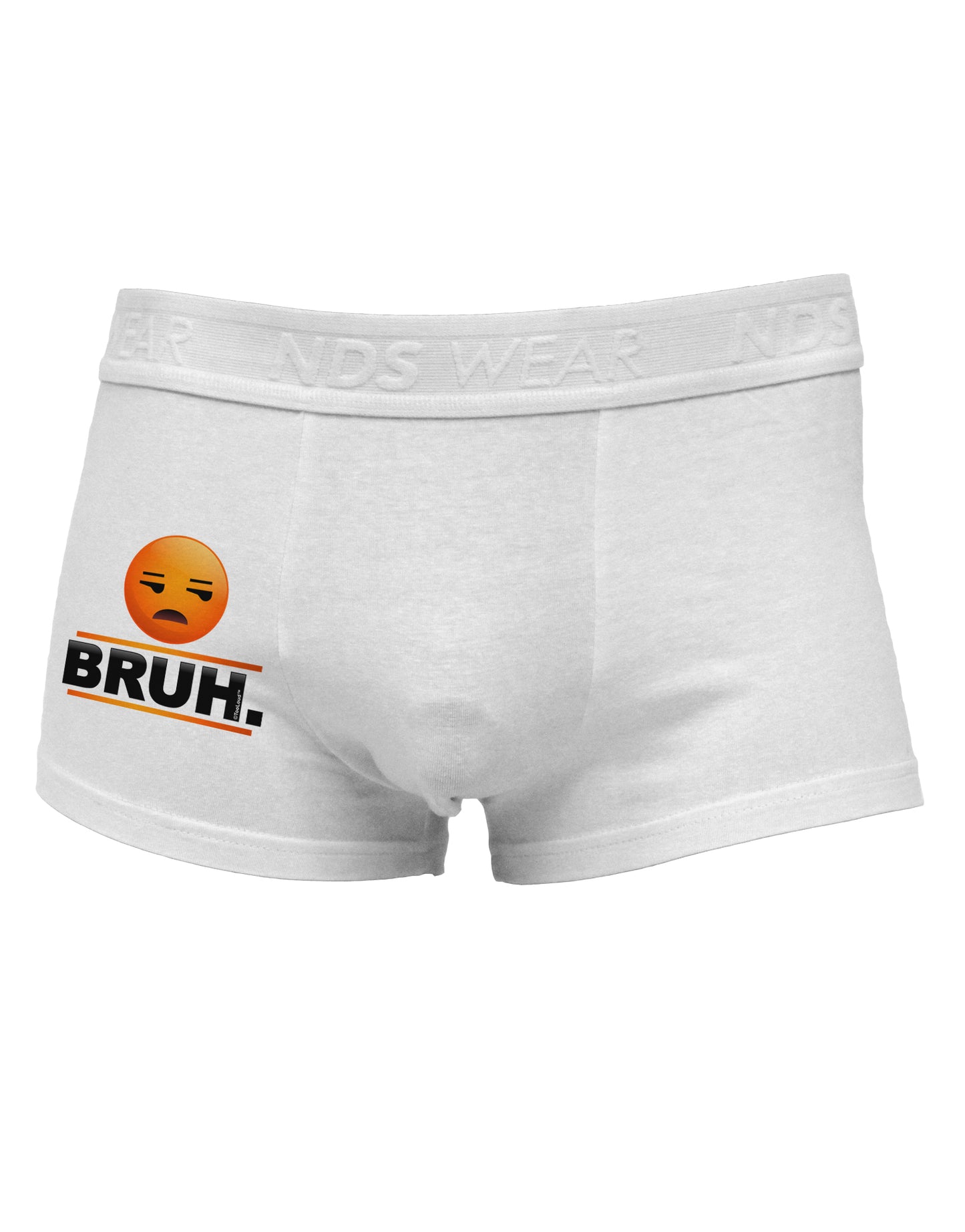 Bruh Emoji Side Printed Mens Trunk Underwear-Mens Trunk Underwear-NDS Wear-White-Small-Davson Sales