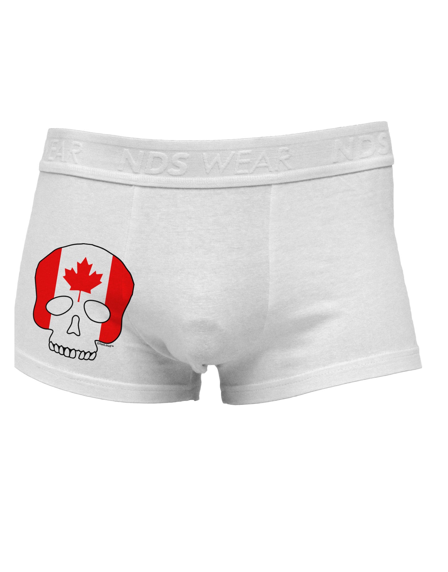 Skull Flag Canada Side Printed Mens Trunk Underwear-Mens Trunk Underwear-NDS Wear-White-Small-Davson Sales