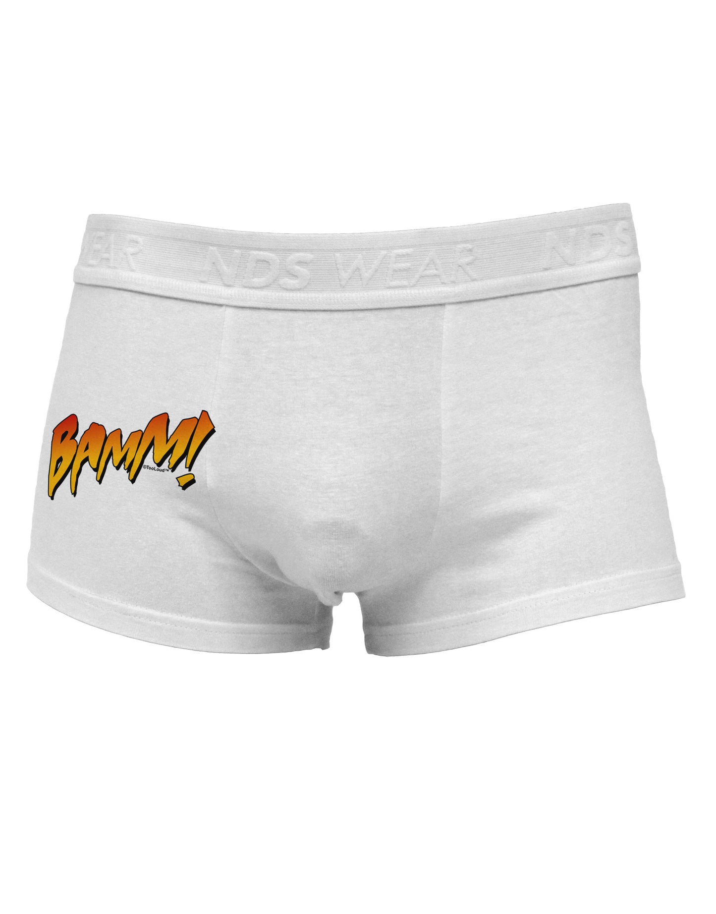 Onomatopoeia BAMM Side Printed Mens Trunk Underwear-Mens Trunk Underwear-NDS Wear-White-Small-Davson Sales