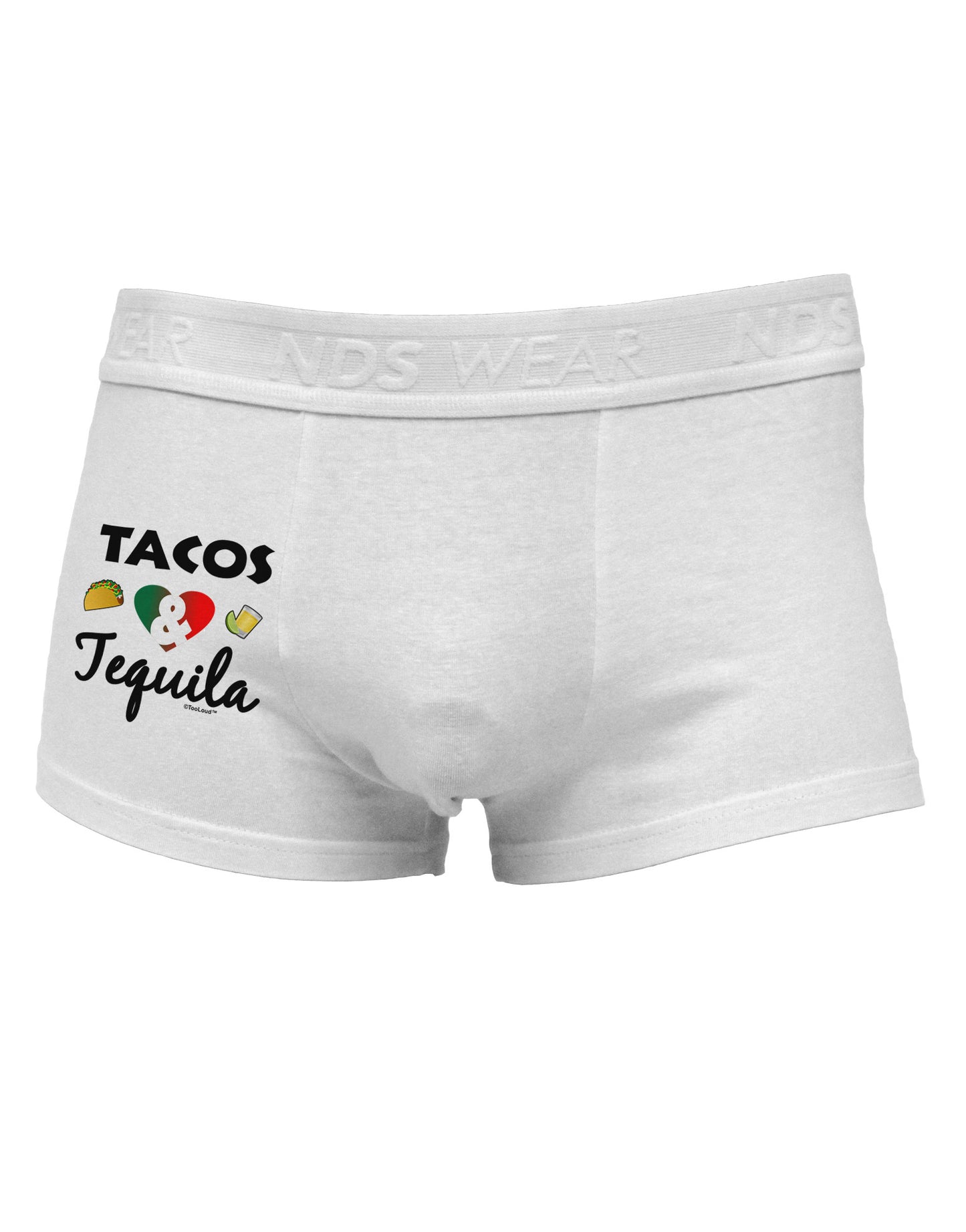 Tacos & Tequila Side Printed Mens Trunk Underwear-Mens Trunk Underwear-NDS Wear-White-Small-Davson Sales