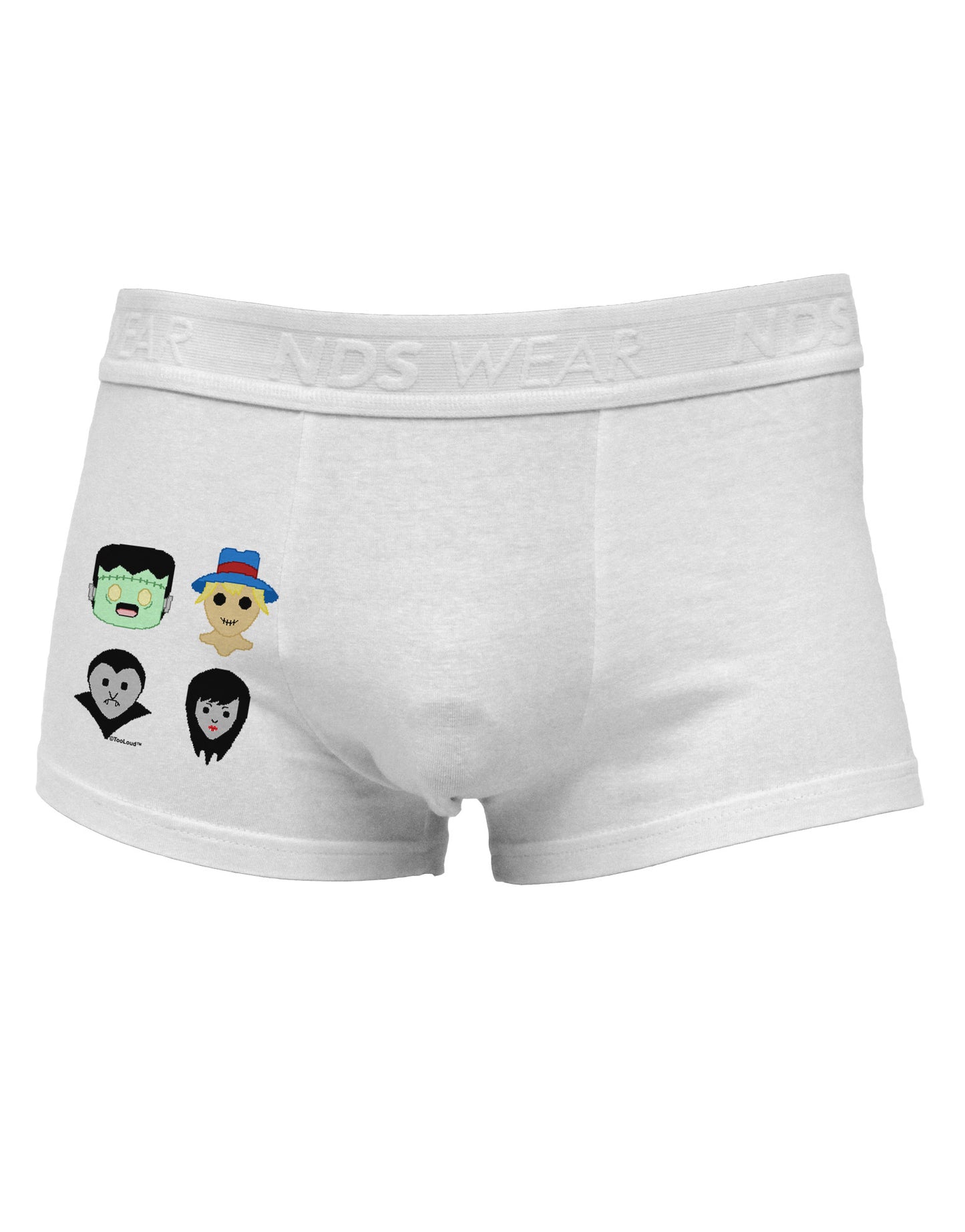 Cute Pixel Monsters Side Printed Mens Trunk Underwear-Mens Trunk Underwear-NDS Wear-White-Small-Davson Sales