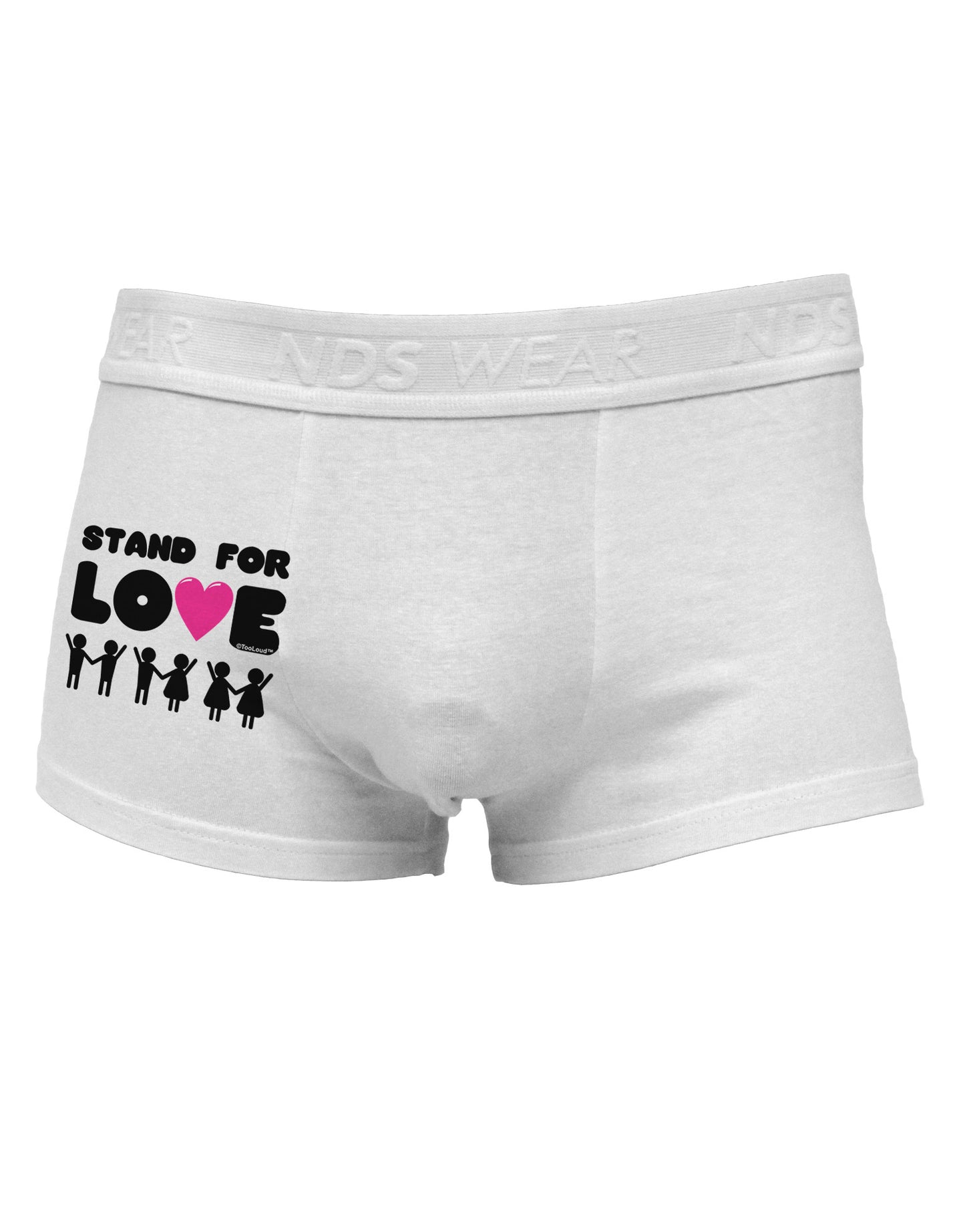 Stand For Love Pink Heart Side Printed Mens Trunk Underwear-Mens Trunk Underwear-NDS Wear-White-Small-Davson Sales