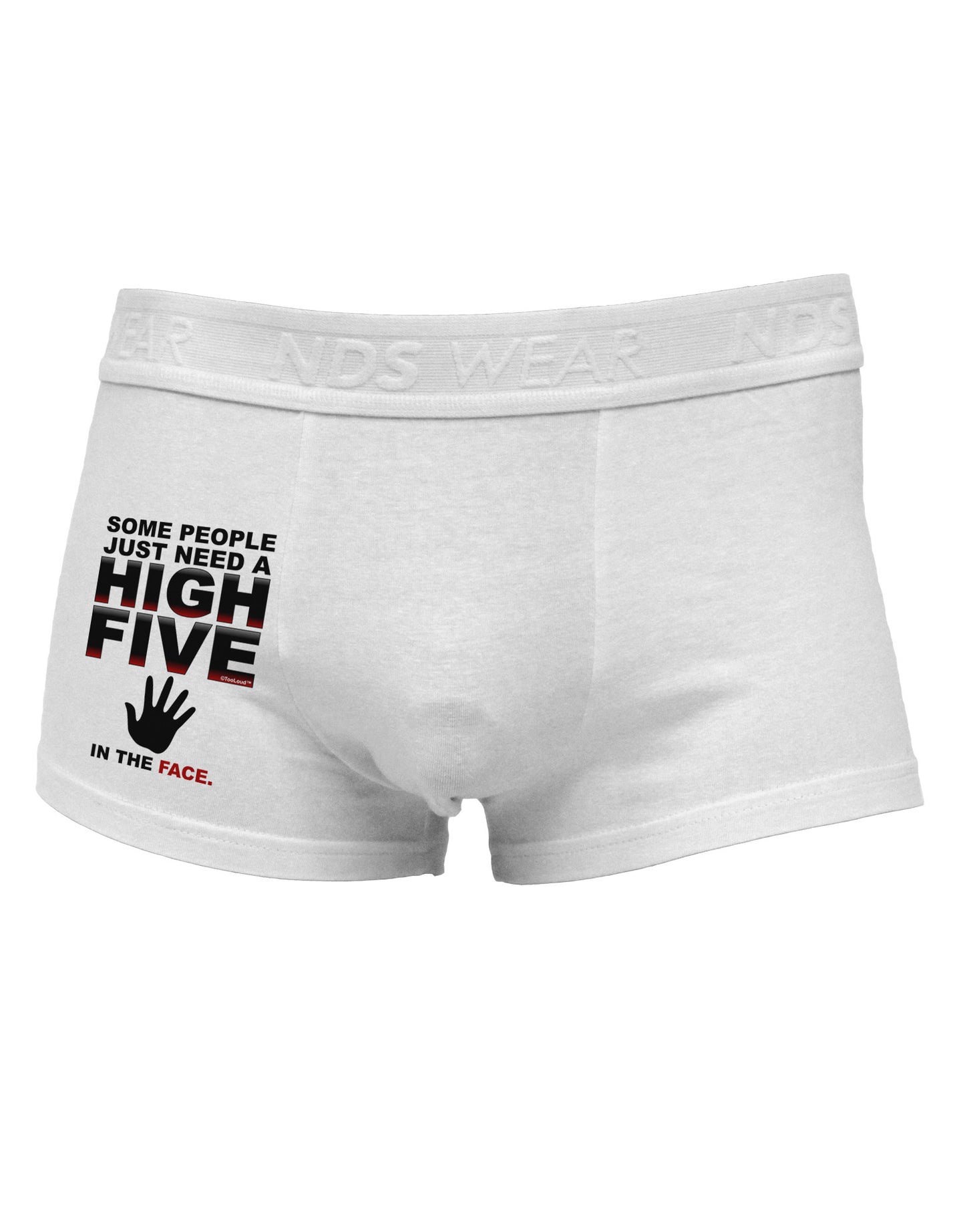 High Five In The Face Side Printed Mens Trunk Underwear-Mens Trunk Underwear-NDS Wear-White-Small-Davson Sales