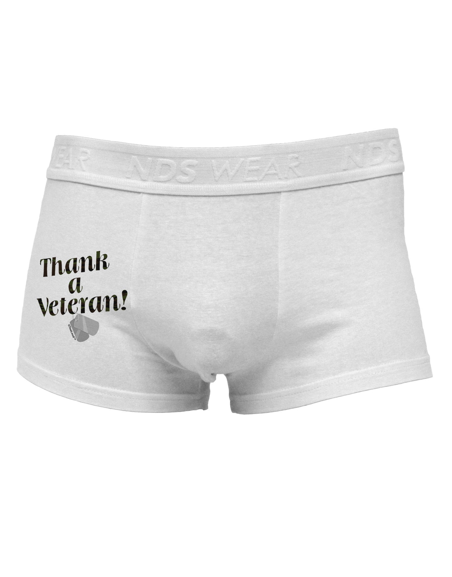 Thank A Veteran Side Printed Mens Trunk Underwear-Mens Trunk Underwear-NDS Wear-White-Small-Davson Sales