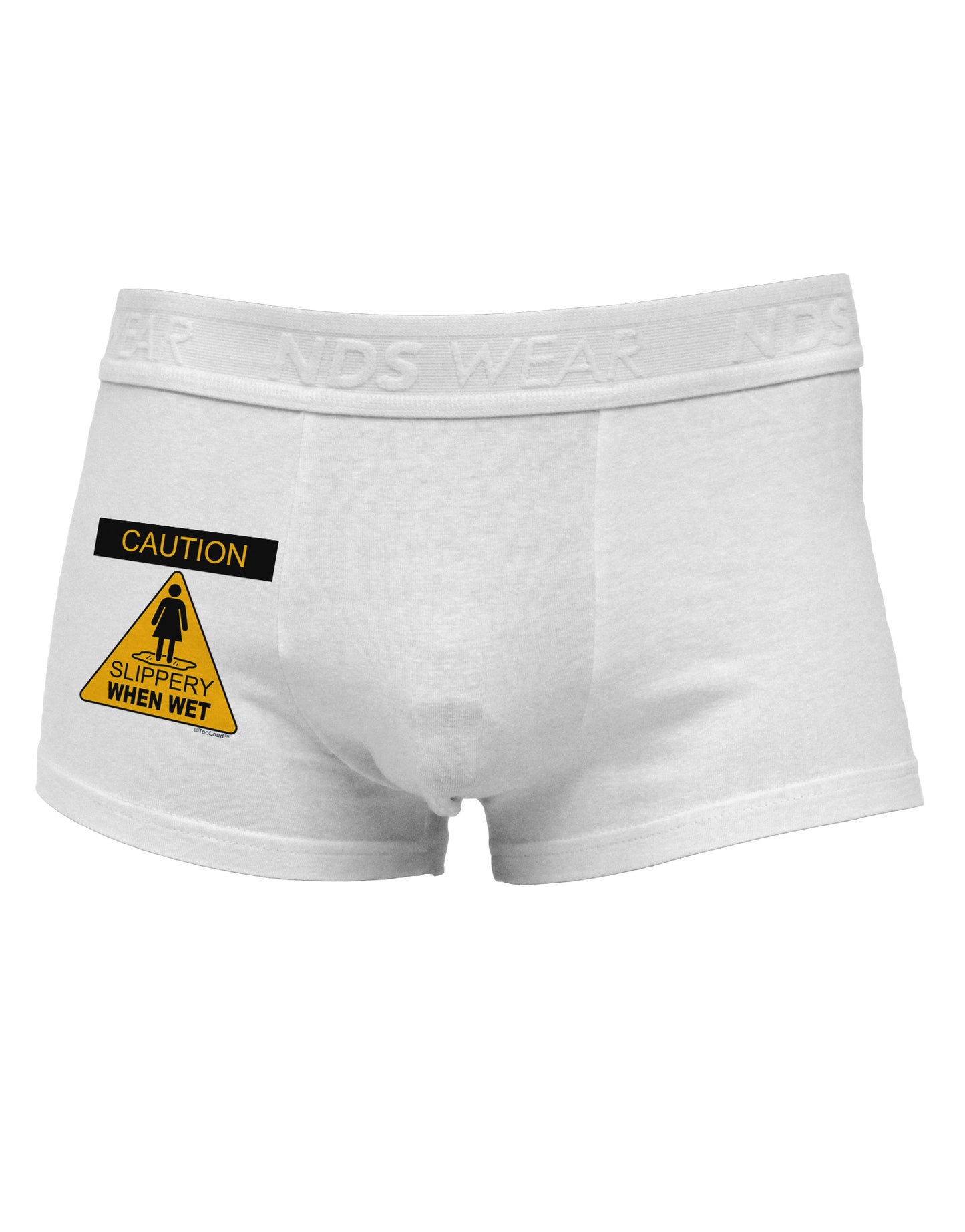 Slippery When Wet Side Printed Mens Trunk Underwear-Mens Trunk Underwear-NDS Wear-White-Small-Davson Sales