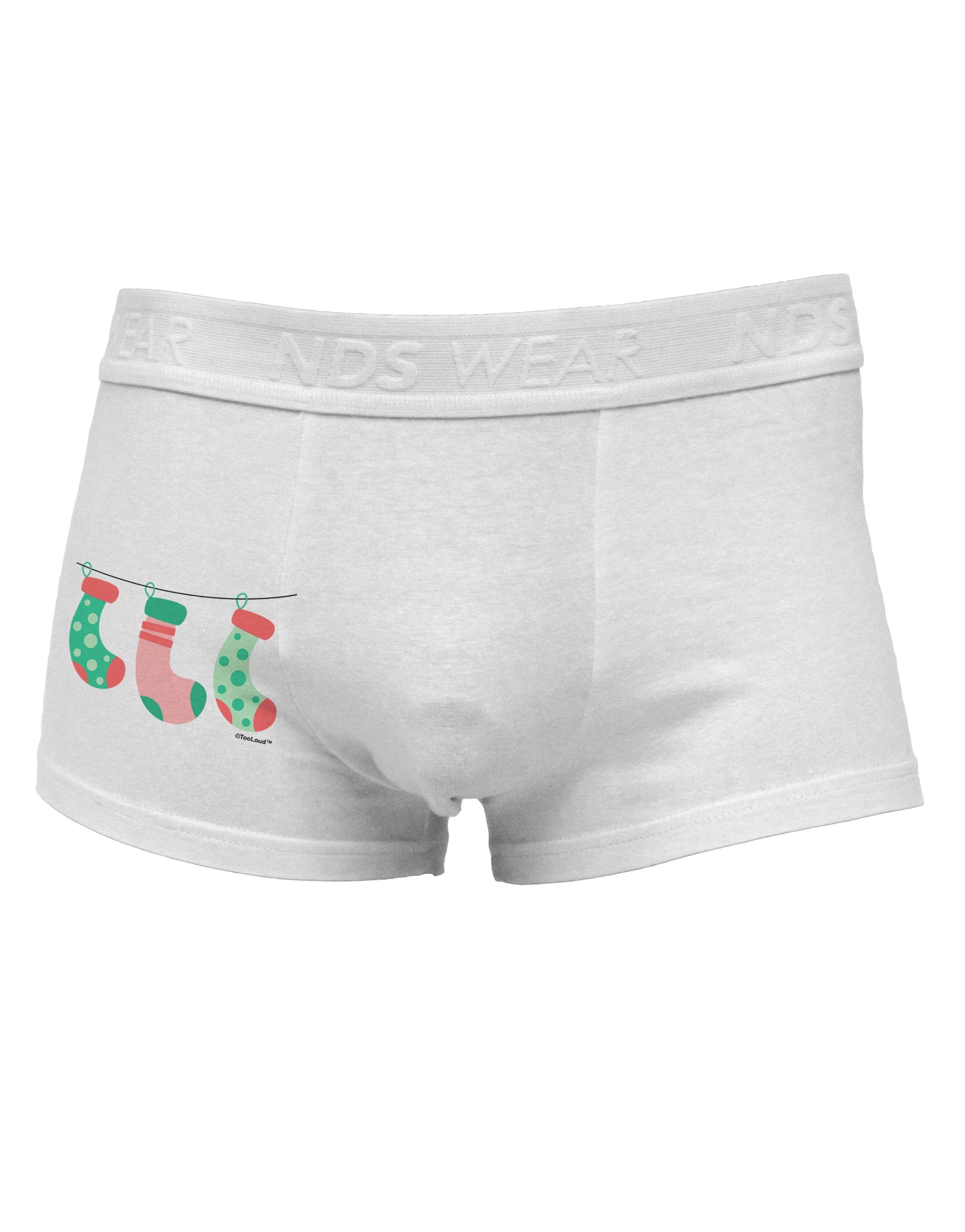 Cute Hanging Christmas Stockings Side Printed Mens Trunk Underwear by TooLoud-Mens Trunk Underwear-NDS Wear-White-Small-Davson Sales