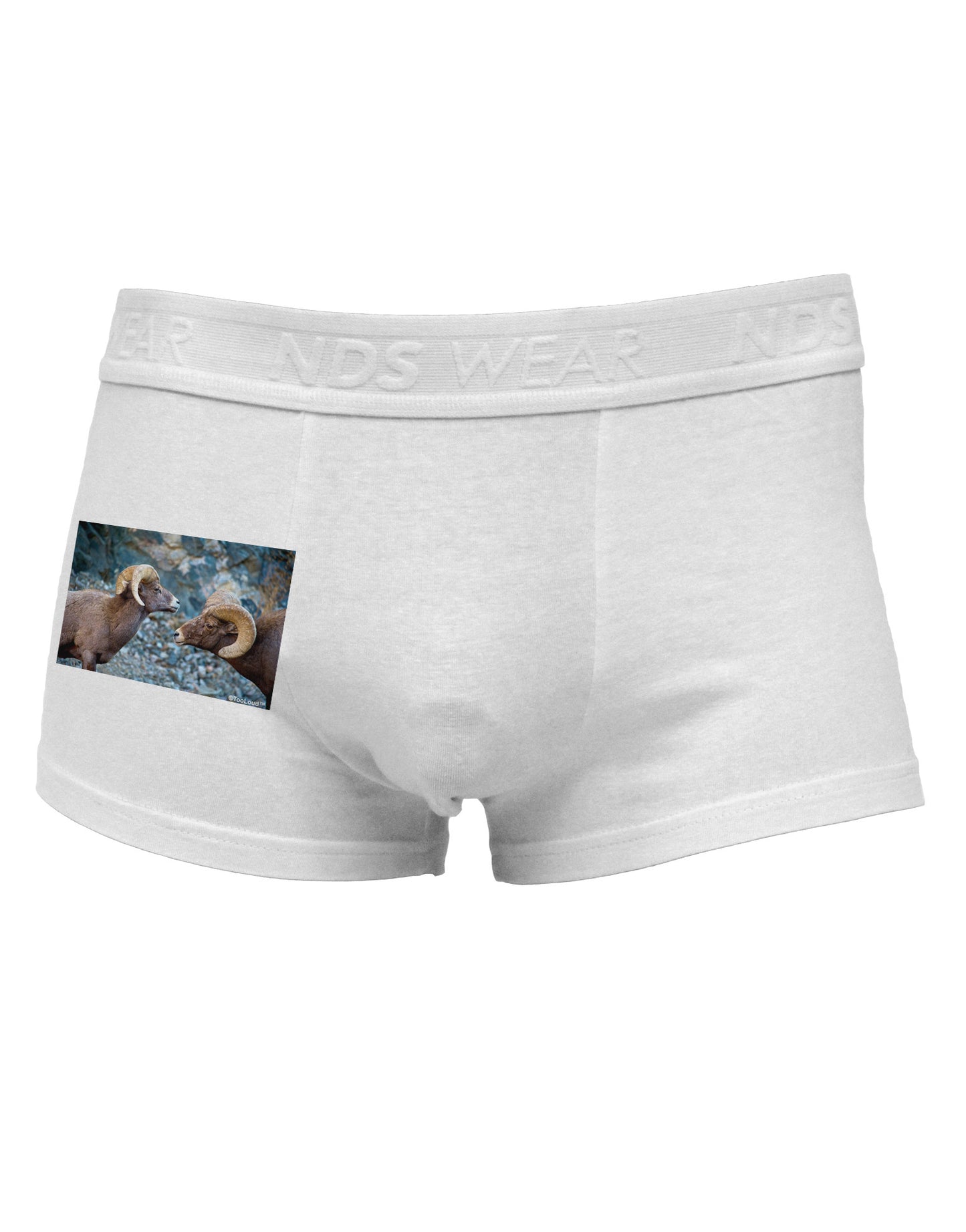 Two Bighorn Rams Side Printed Mens Trunk Underwear-Mens Trunk Underwear-NDS Wear-White-Small-Davson Sales