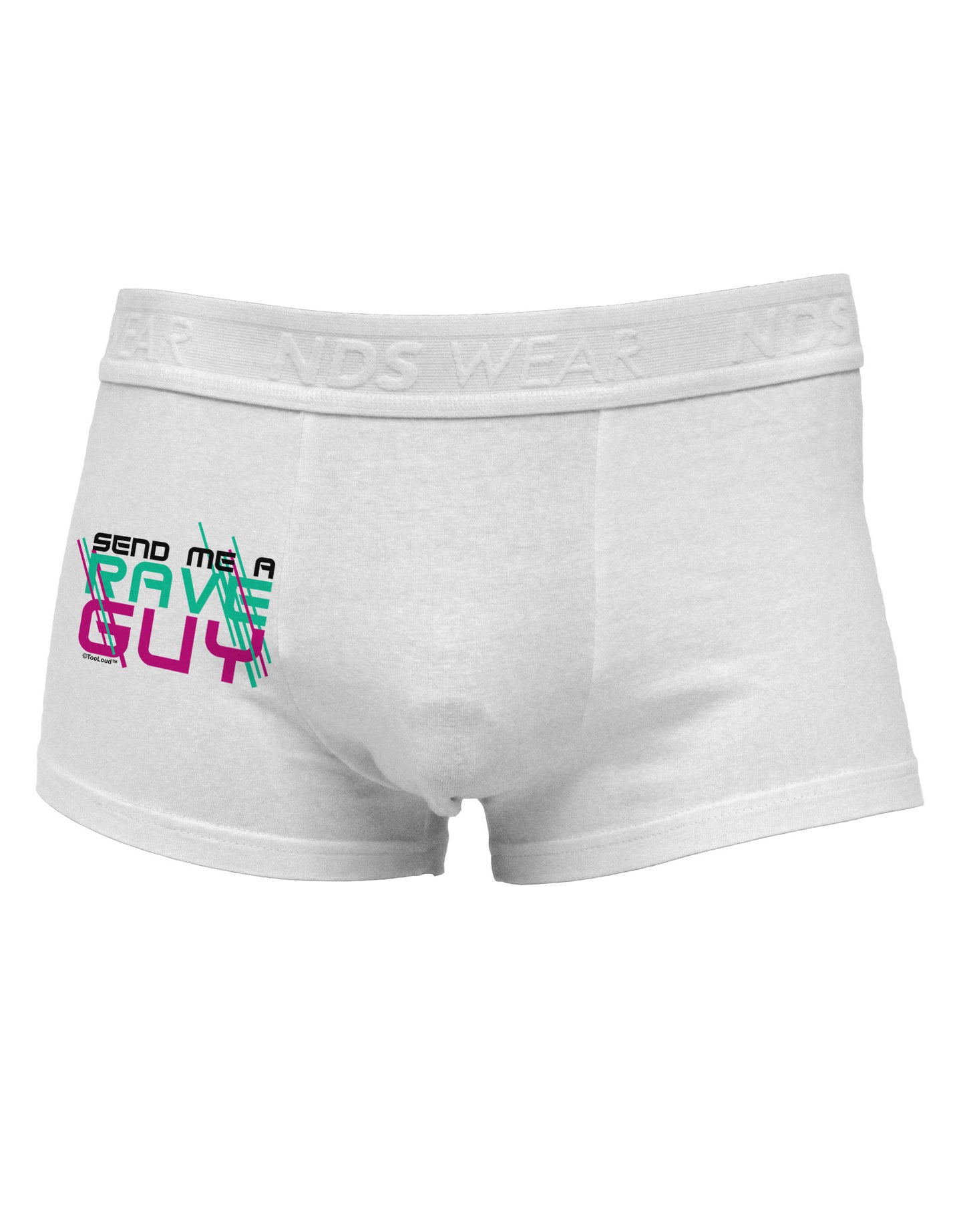 Send Me A Rave Guy Side Printed Mens Trunk Underwear-Mens Trunk Underwear-NDS Wear-White-Small-Davson Sales