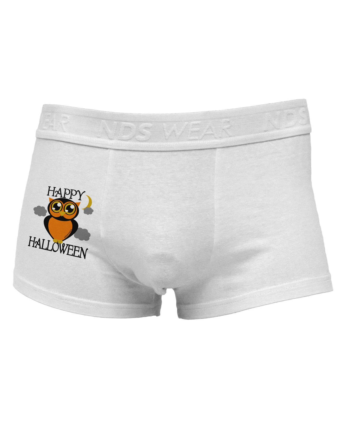 Owl Orange Text Side Printed Mens Trunk Underwear-Mens Trunk Underwear-NDS Wear-White-Small-Davson Sales