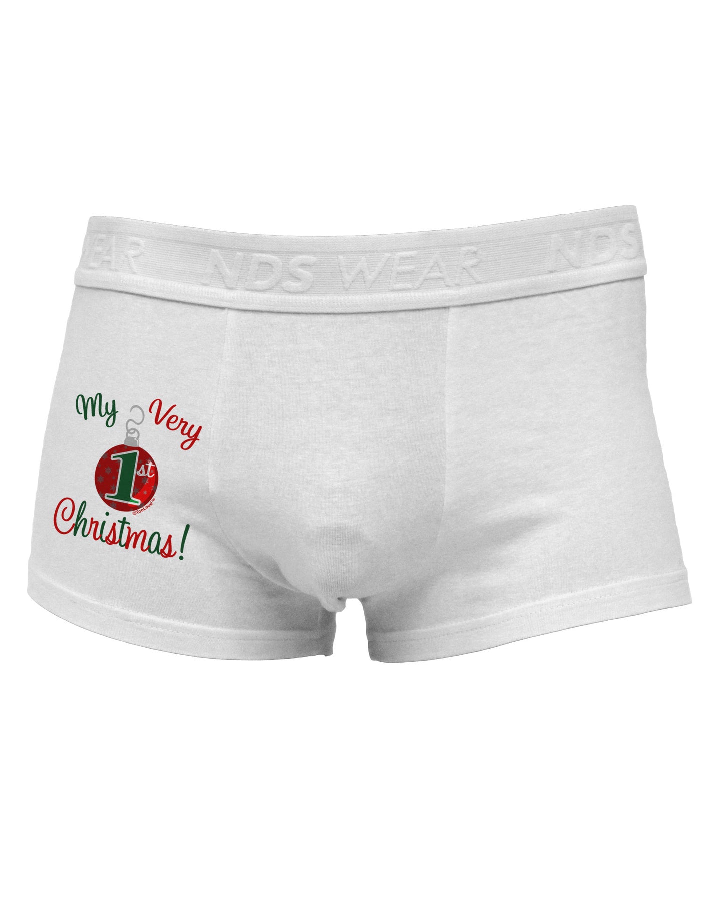 My Very 1st Christmas Side Printed Mens Trunk Underwear-Mens Trunk Underwear-NDS Wear-White-Small-Davson Sales
