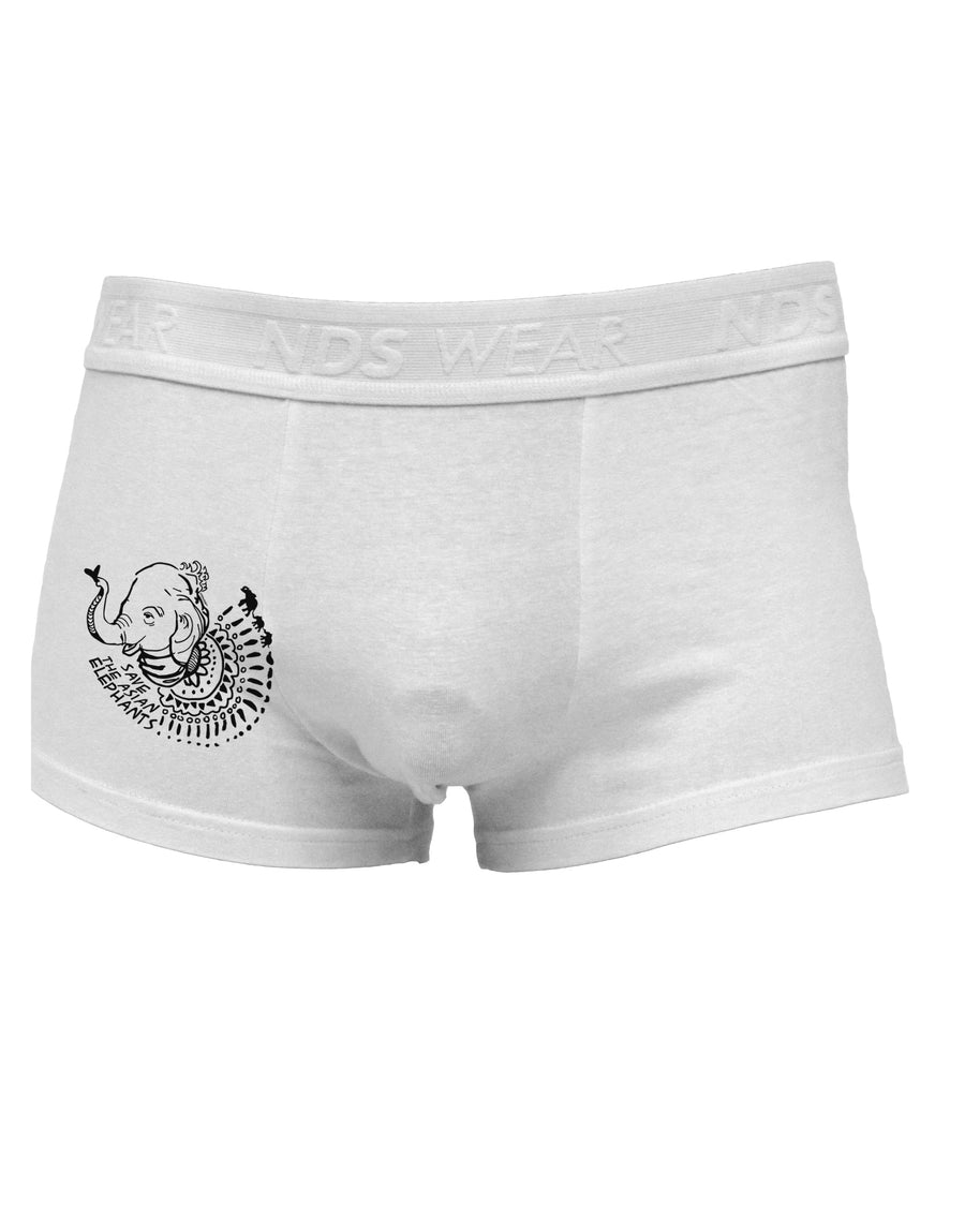 TooLoud Save the Asian Elephants Side Printed Mens Trunk Underwear-Mens Trunk Underwear-NDS Wear-White-Small-Davson Sales