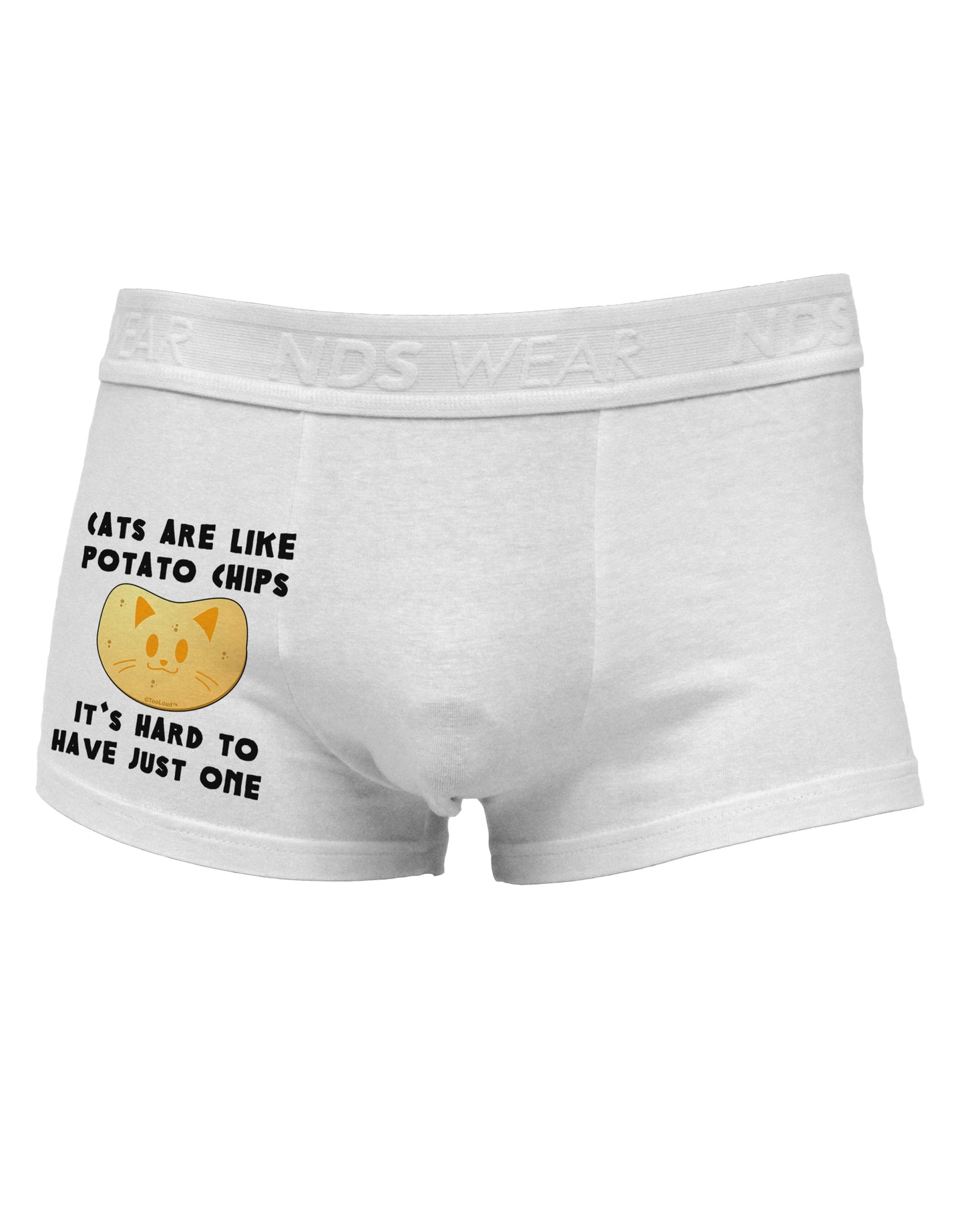Cats Are Like Potato Chips Side Printed Mens Trunk Underwear-Mens Trunk Underwear-NDS Wear-White-Small-Davson Sales
