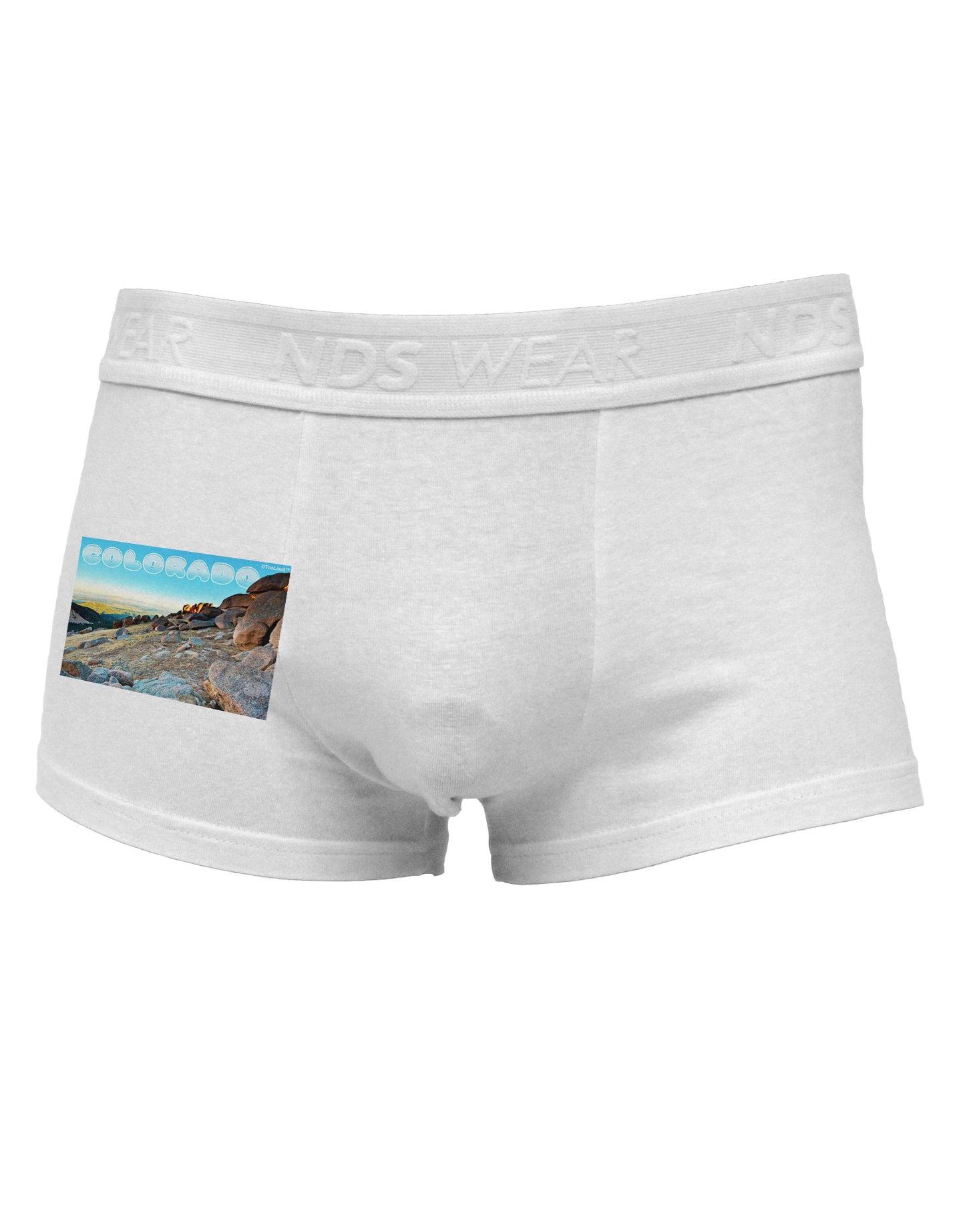 CO Rockies View with Text Side Printed Mens Trunk Underwear-Mens Trunk Underwear-NDS Wear-White-Small-Davson Sales