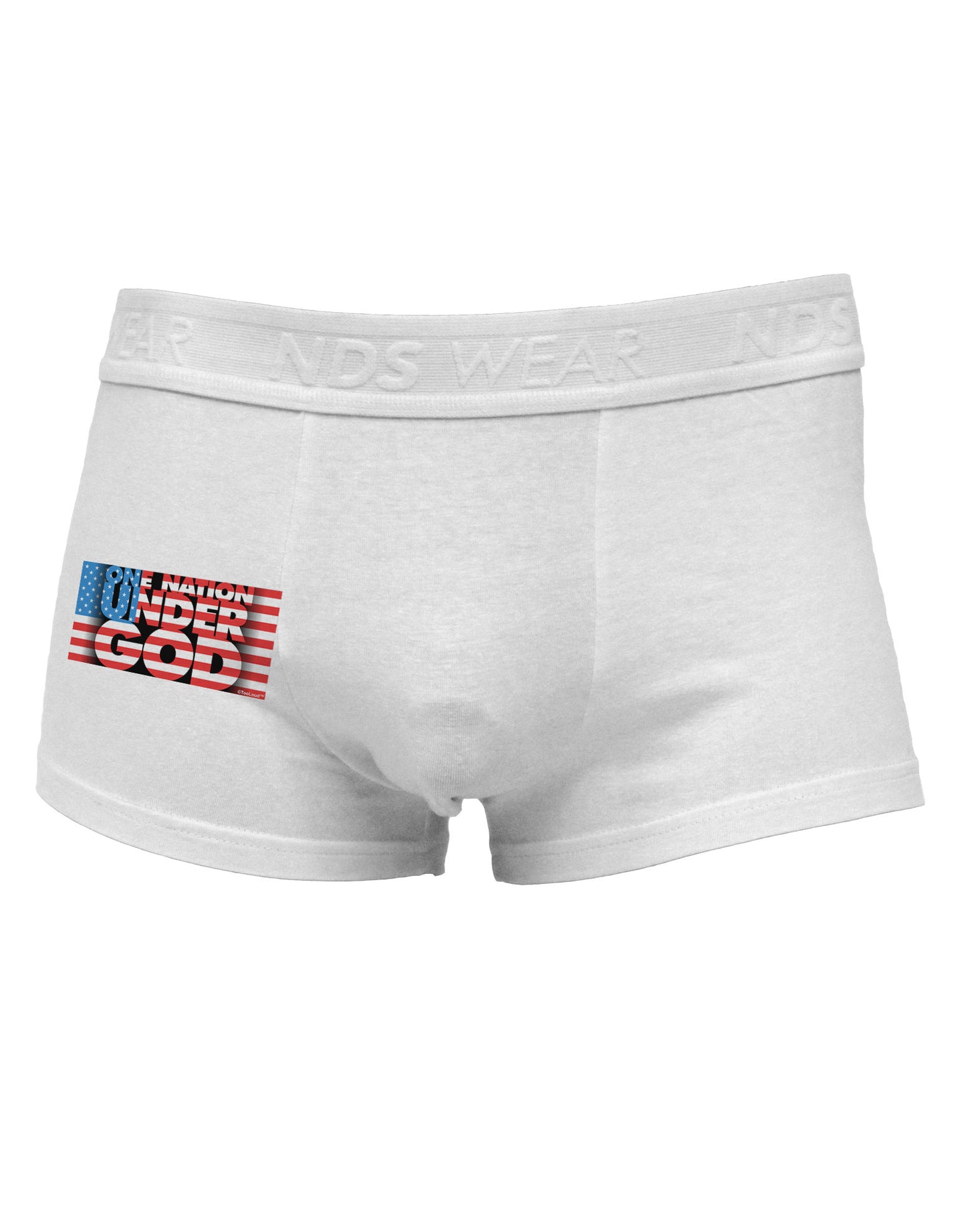 One Nation Under God Side Printed Mens Trunk Underwear-Mens Trunk Underwear-NDS Wear-White-Small-Davson Sales