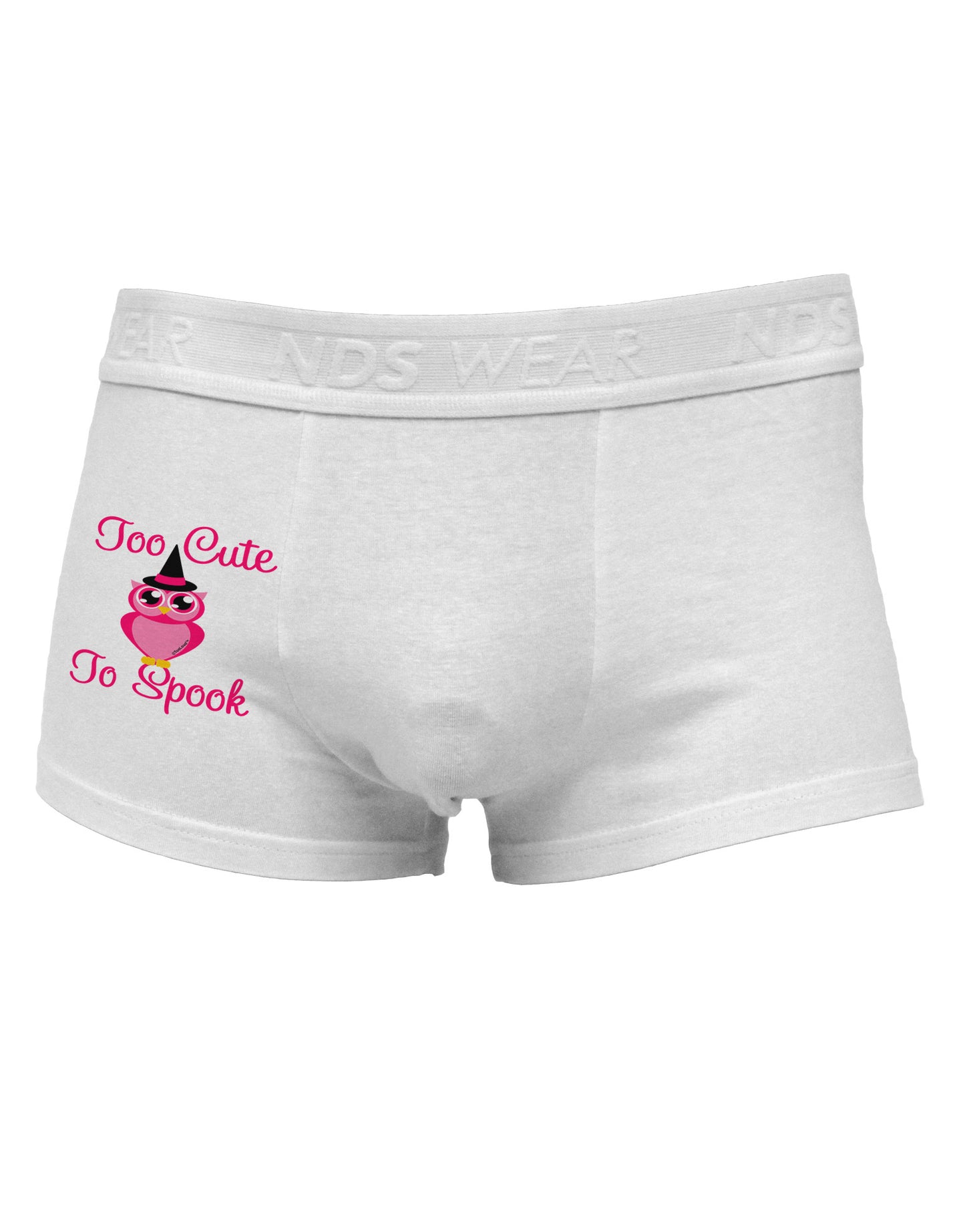 Owl Too Cute Pink Side Printed Mens Trunk Underwear-Mens Trunk Underwear-NDS Wear-White-Small-Davson Sales