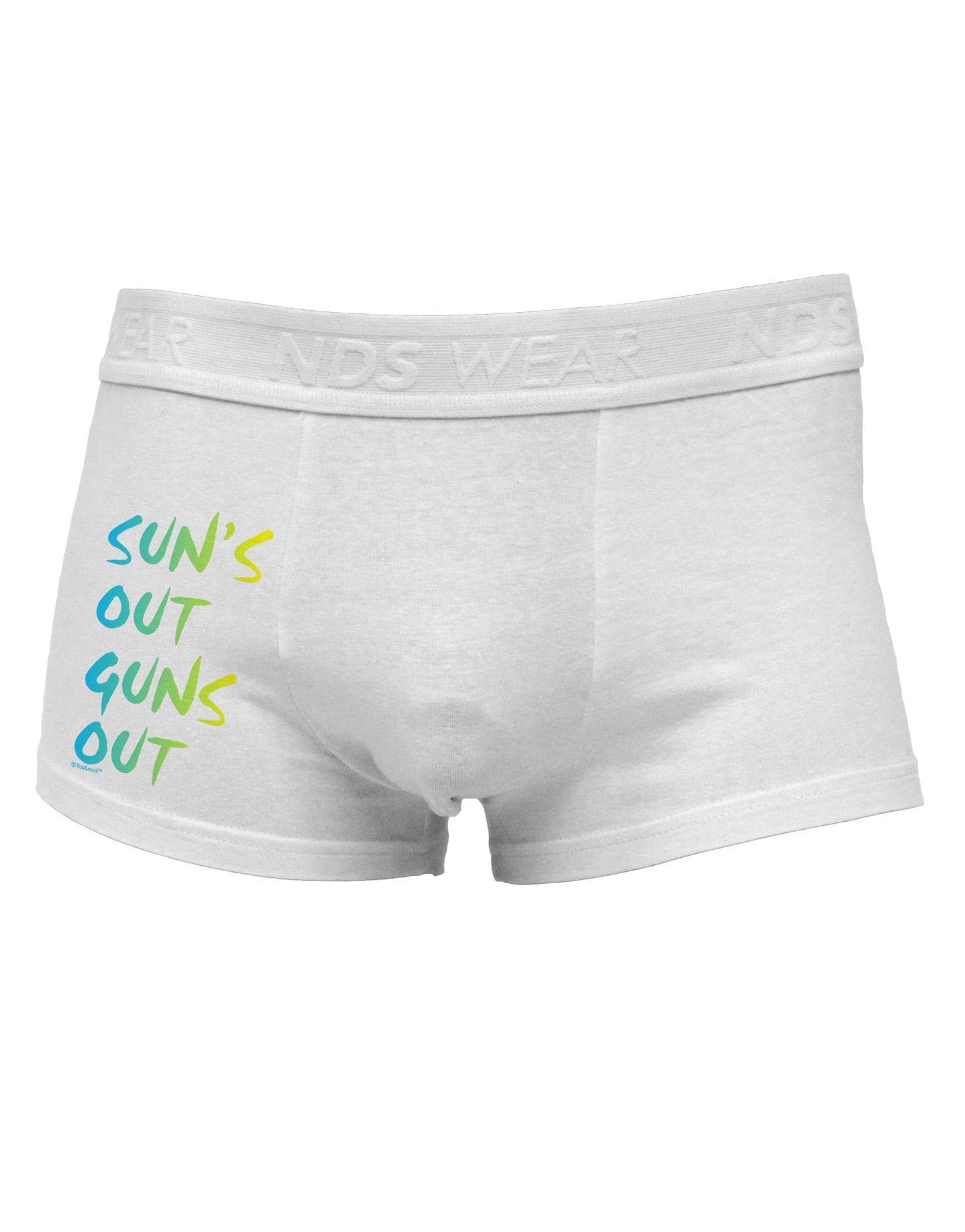 Suns Out Guns Out - Gradient Colors Side Printed Mens Trunk Underwear-Mens Trunk Underwear-NDS Wear-White-Small-Davson Sales