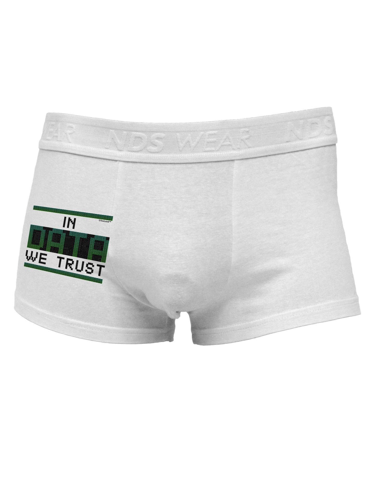 In Data We Trust Side Printed Mens Trunk Underwear-Mens Trunk Underwear-NDS Wear-White-Small-Davson Sales