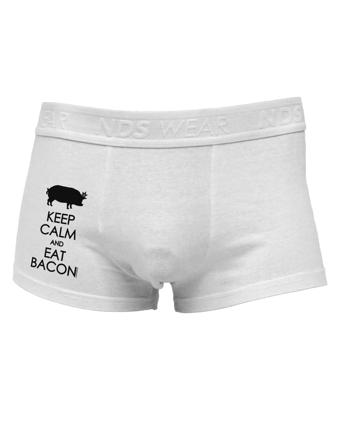 Keep Calm and Eat Bacon Side Printed Mens Trunk Underwear-Mens Trunk Underwear-NDS Wear-White-Small-Davson Sales