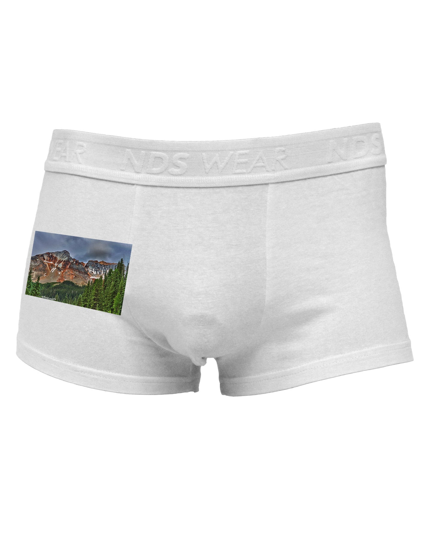 Colorado Mountains Forrest Side Printed Mens Trunk Underwear-Mens Trunk Underwear-NDS Wear-White-Small-Davson Sales