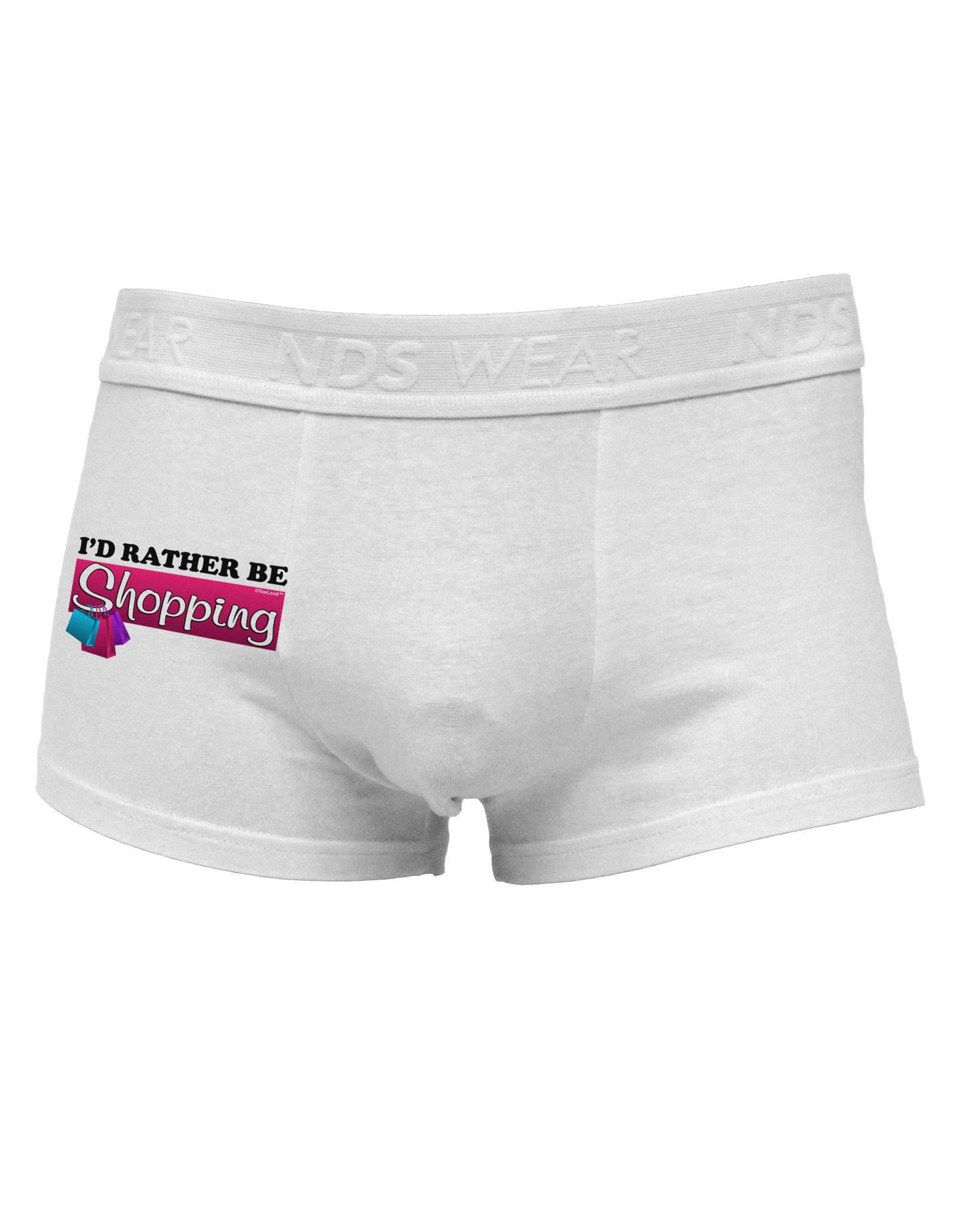 I'd Rather Be Shopping Side Printed Mens Trunk Underwear-Mens Trunk Underwear-NDS Wear-White-Small-Davson Sales