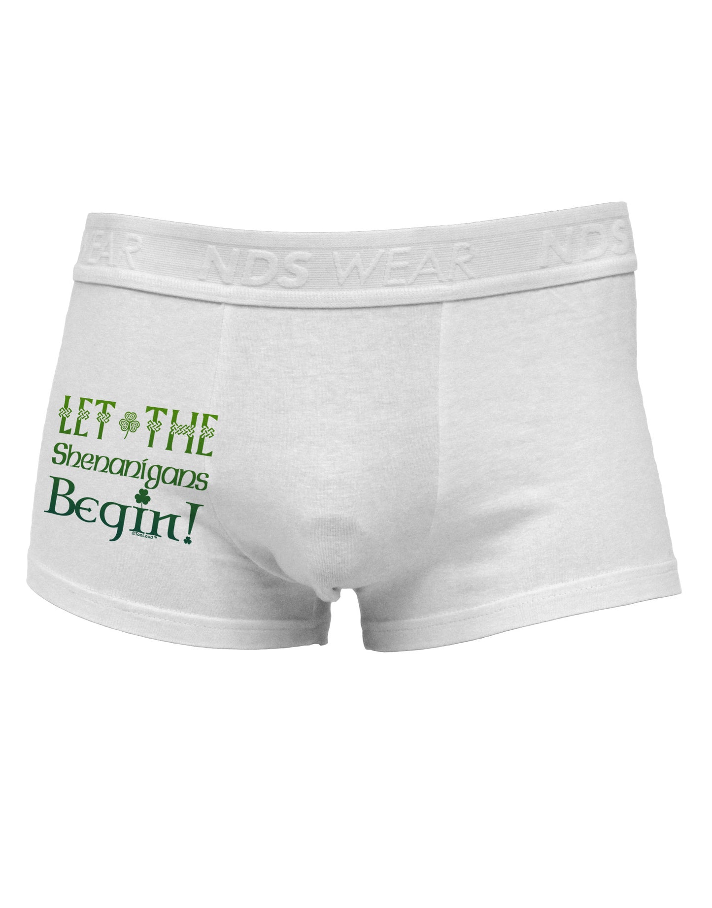 Let the Shenanigans Begin Side Printed Mens Trunk Underwear-Mens Trunk Underwear-NDS Wear-White-Small-Davson Sales