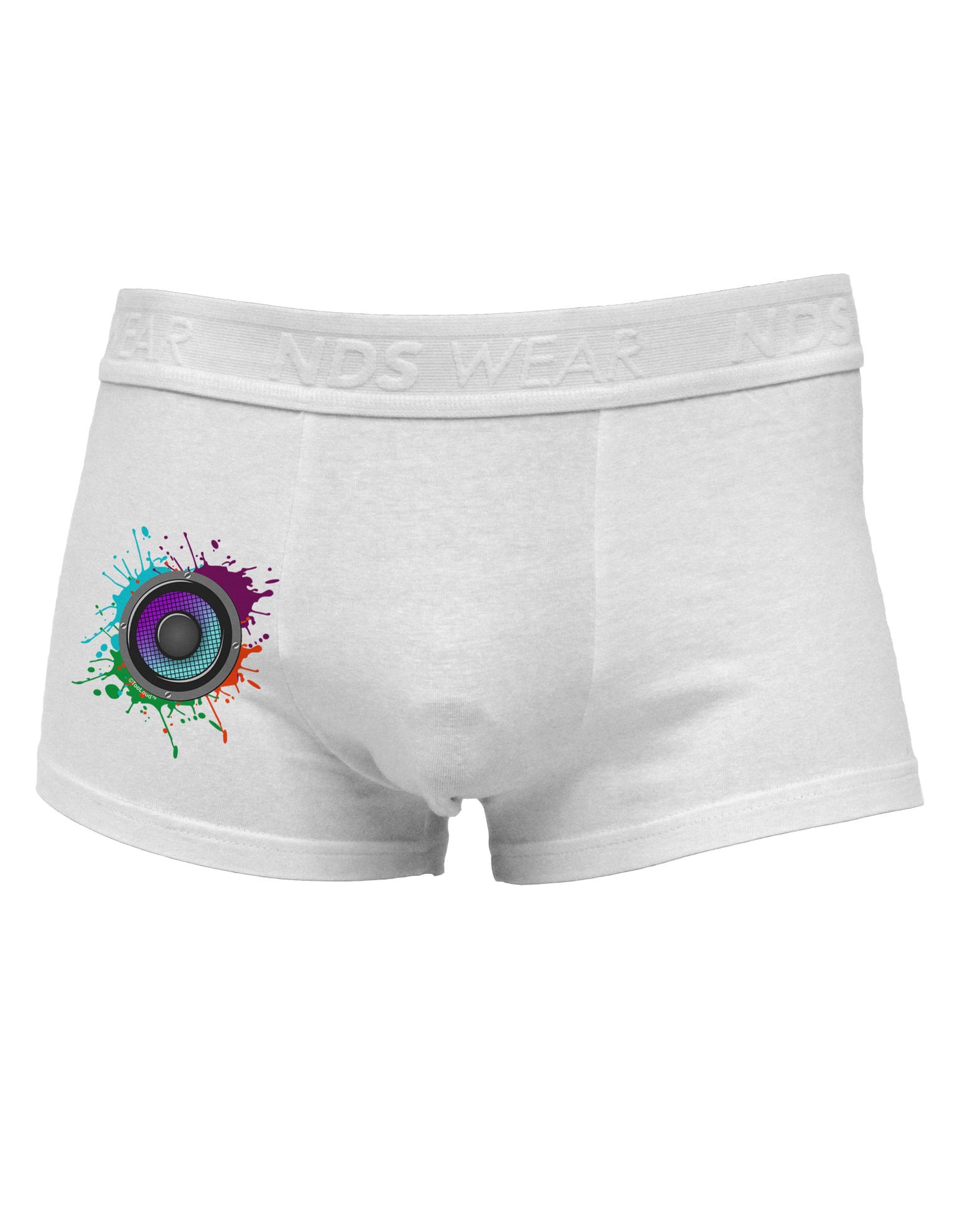 Paint Splatter Speaker Side Printed Mens Trunk Underwear-Mens Trunk Underwear-NDS Wear-White-Small-Davson Sales