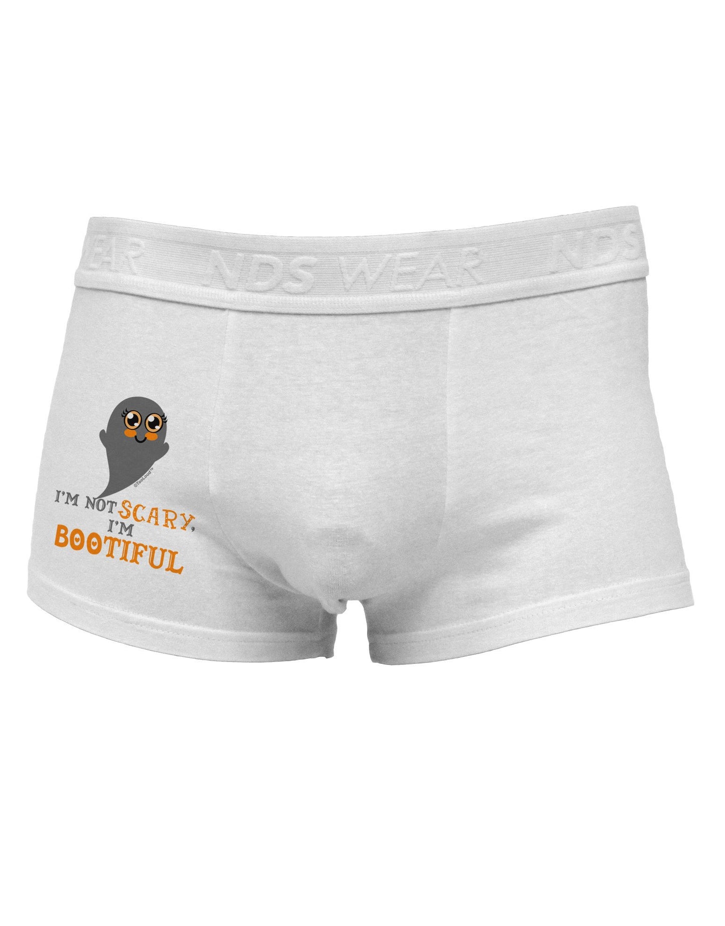 BOOtiful Ghost Orange Side Printed Mens Trunk Underwear-Mens Trunk Underwear-NDS Wear-White-X-Large-Davson Sales