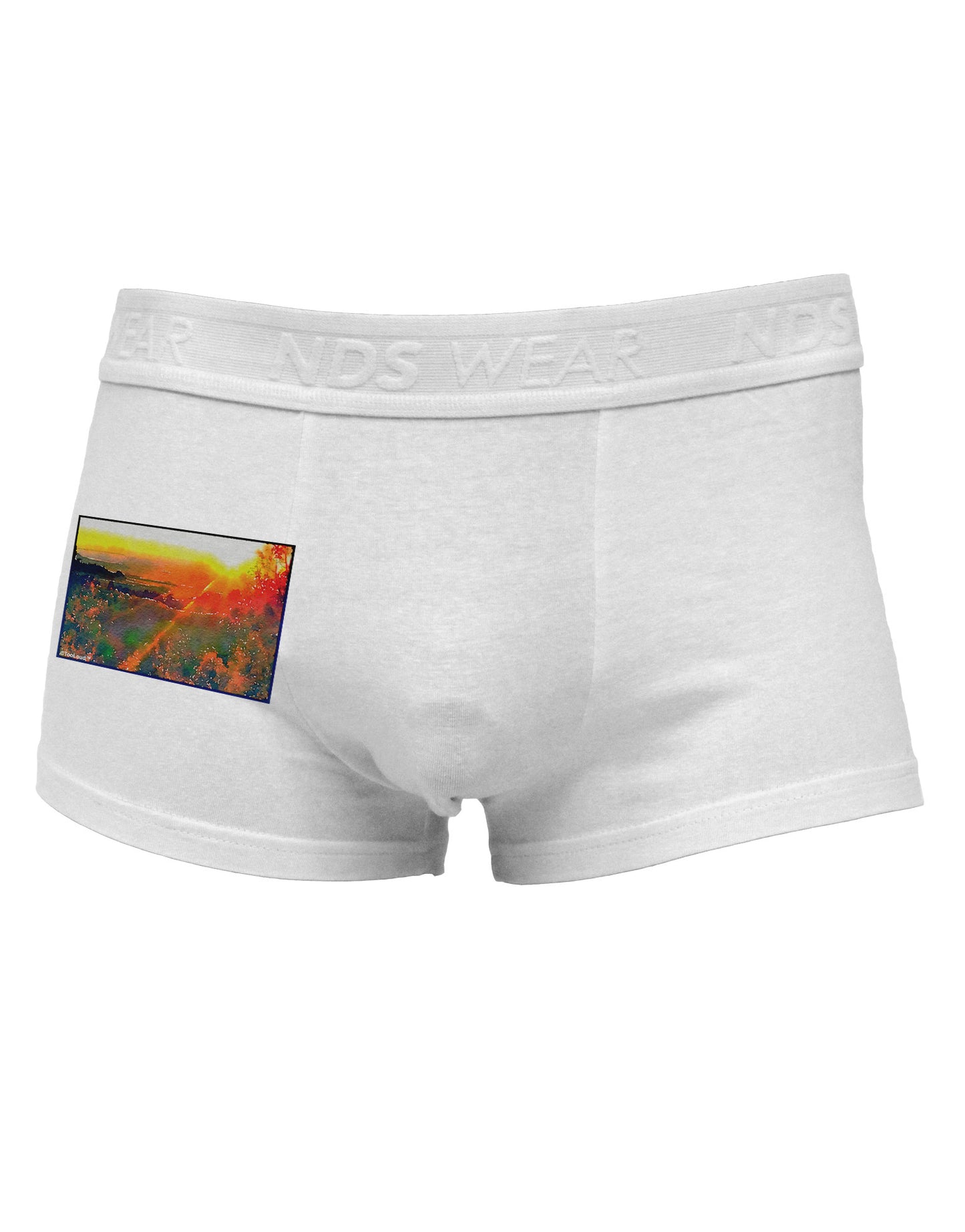 Colorado Sunset Watercolor Side Printed Mens Trunk Underwear-Mens Trunk Underwear-NDS Wear-White-Small-Davson Sales