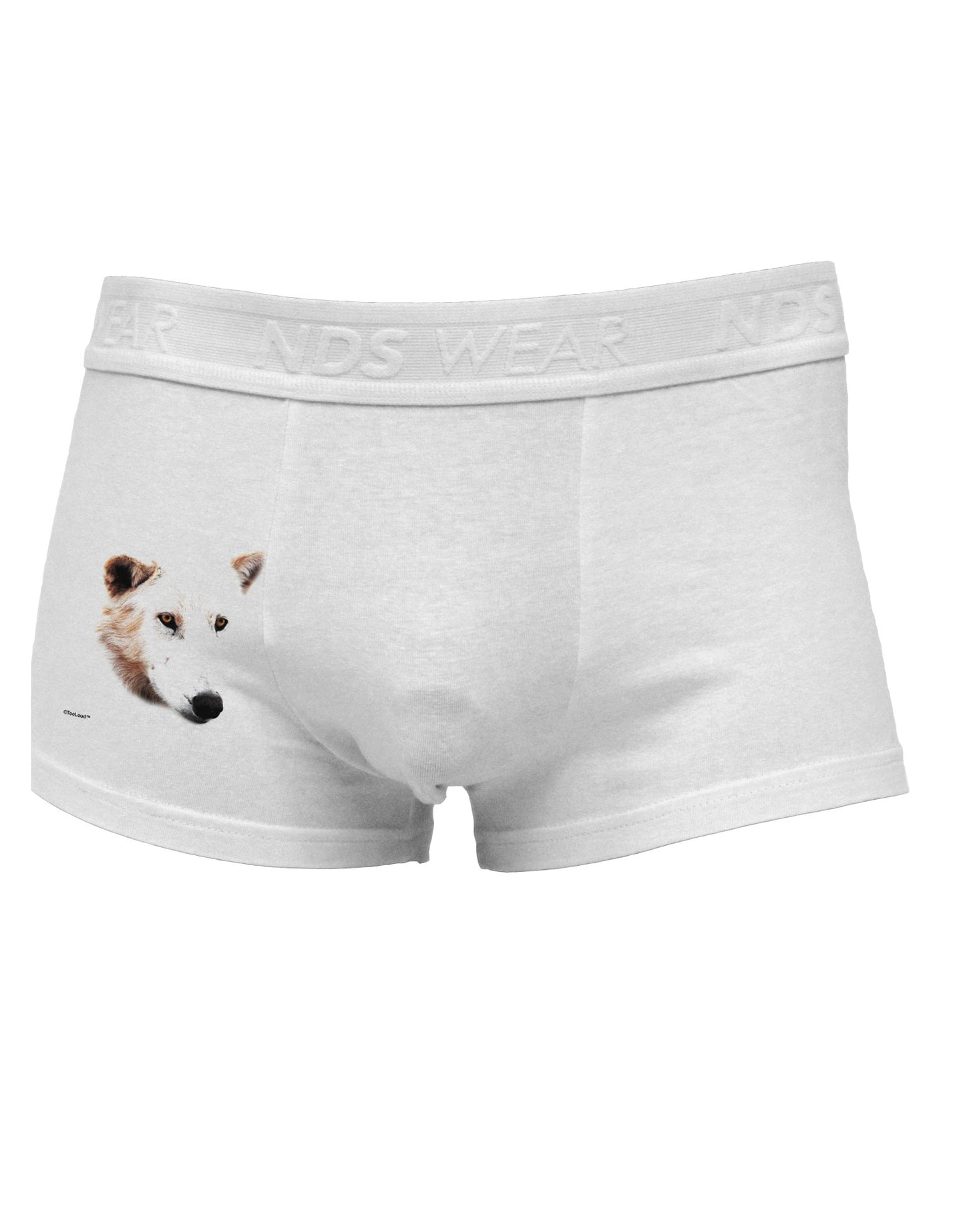 TooLoud White Wolf Head Cutout Side Printed Mens Trunk Underwear-Mens Trunk Underwear-NDS Wear-White-Small-Davson Sales
