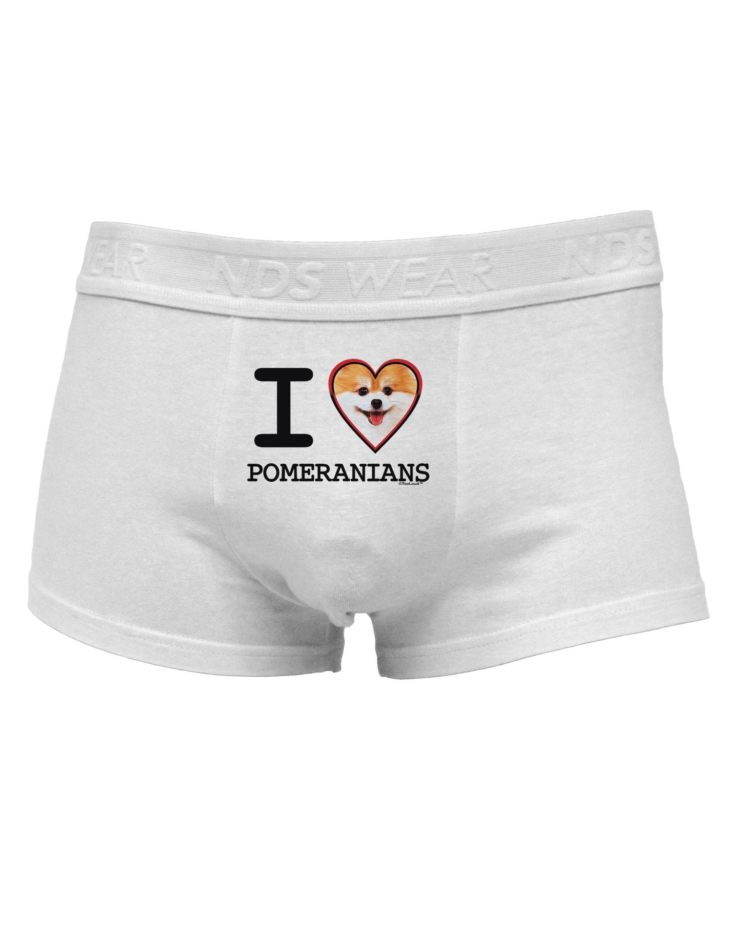 I Love Heart Pomeranians Mens Cotton Trunk Underwear-Men's Trunk Underwear-NDS Wear-White-Small-Davson Sales