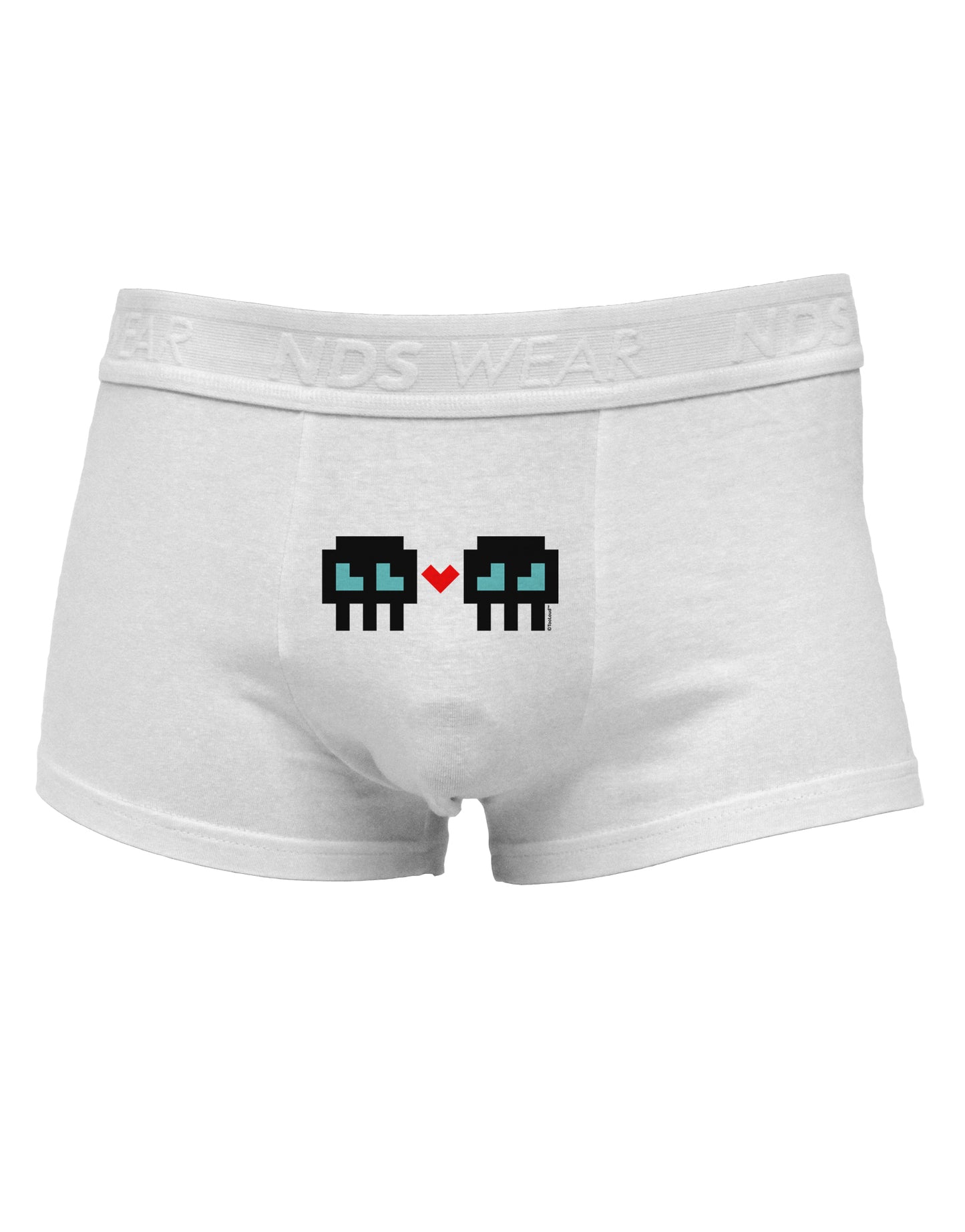 8-Bit Skull Love - Boy and Boy Mens Cotton Trunk Underwear-Men's Trunk Underwear-NDS Wear-White-Small-Davson Sales