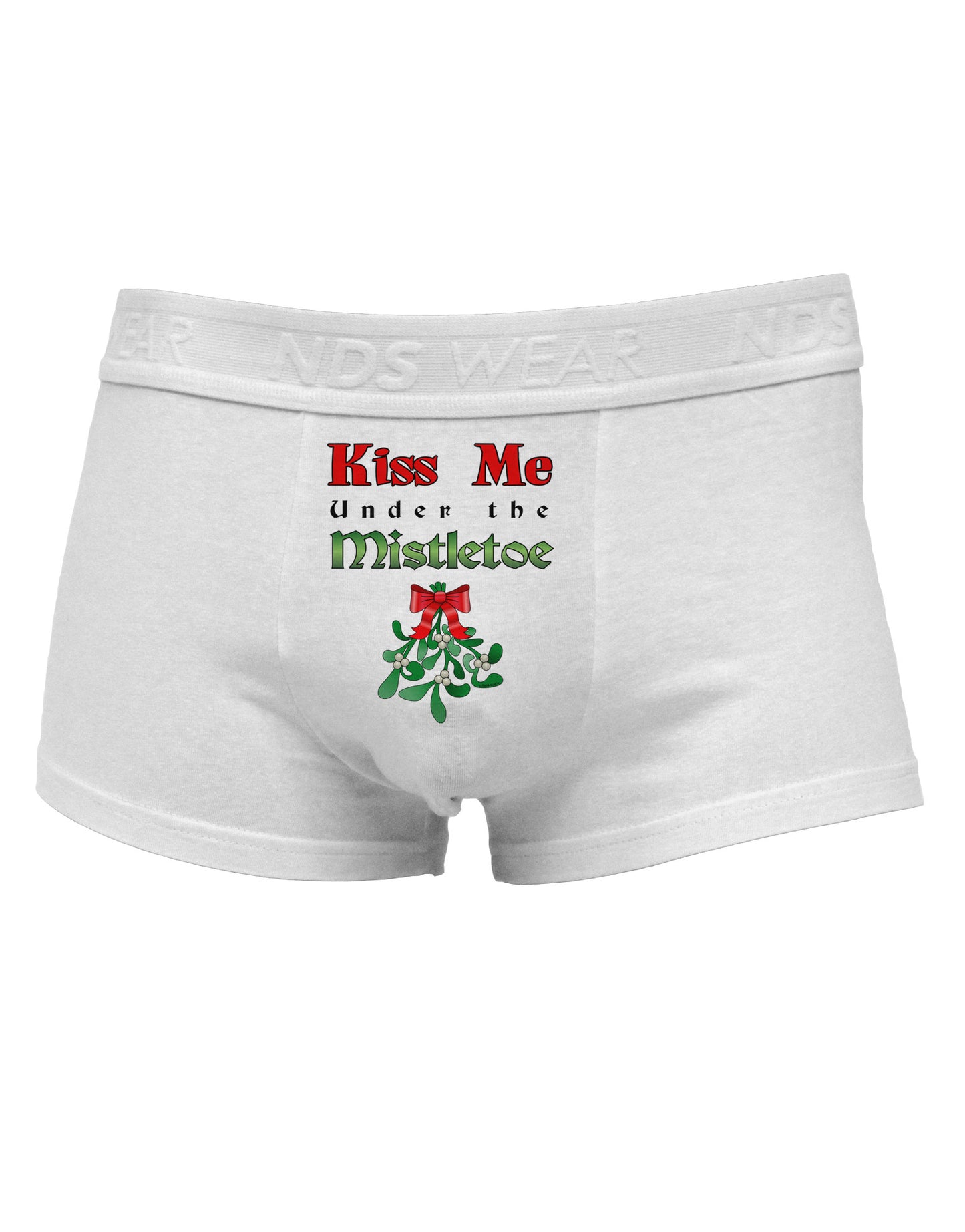 Kiss Me Under the Mistletoe Christmas Mens Cotton Trunk Underwear-Men's Trunk Underwear-TooLoud-White-Small-Davson Sales