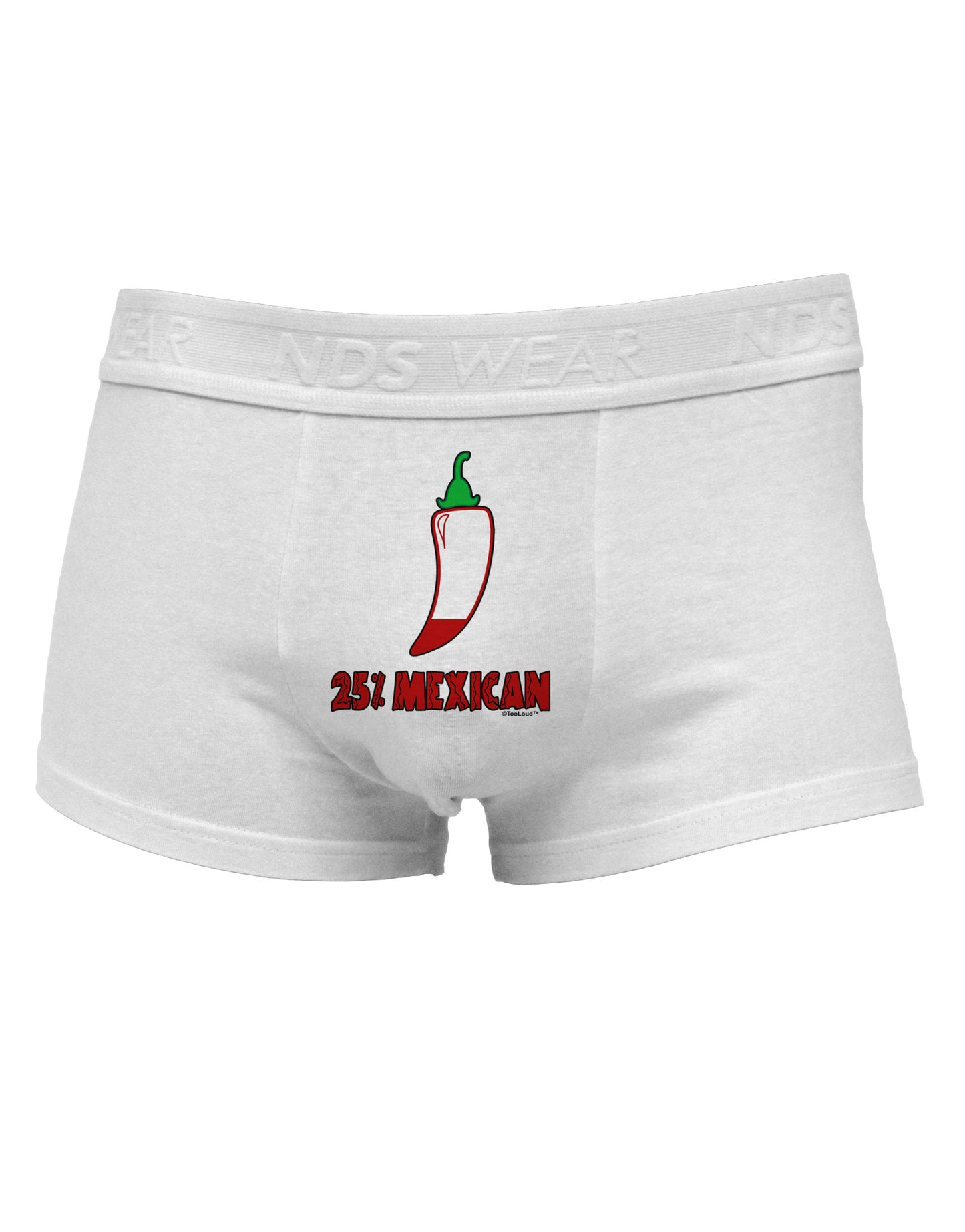 Twenty-Five Percent Mexican Mens Cotton Trunk Underwear-Men's Trunk Underwear-NDS Wear-White-Small-Davson Sales