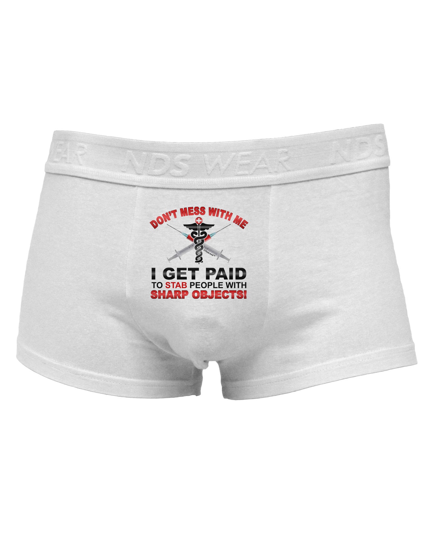 Nurse - Don't Mess With Me Mens Cotton Trunk Underwear-Men's Trunk Underwear-NDS Wear-White-Small-Davson Sales