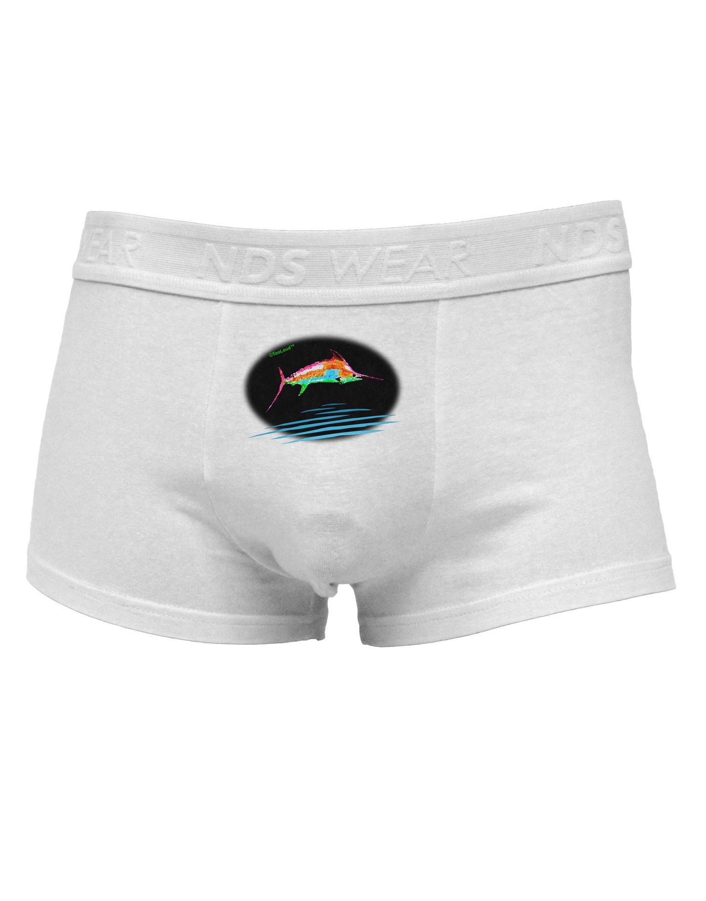 Colorful Swordfish Watercolor Mens Cotton Trunk Underwear-Men's Trunk Underwear-NDS Wear-White-Small-Davson Sales