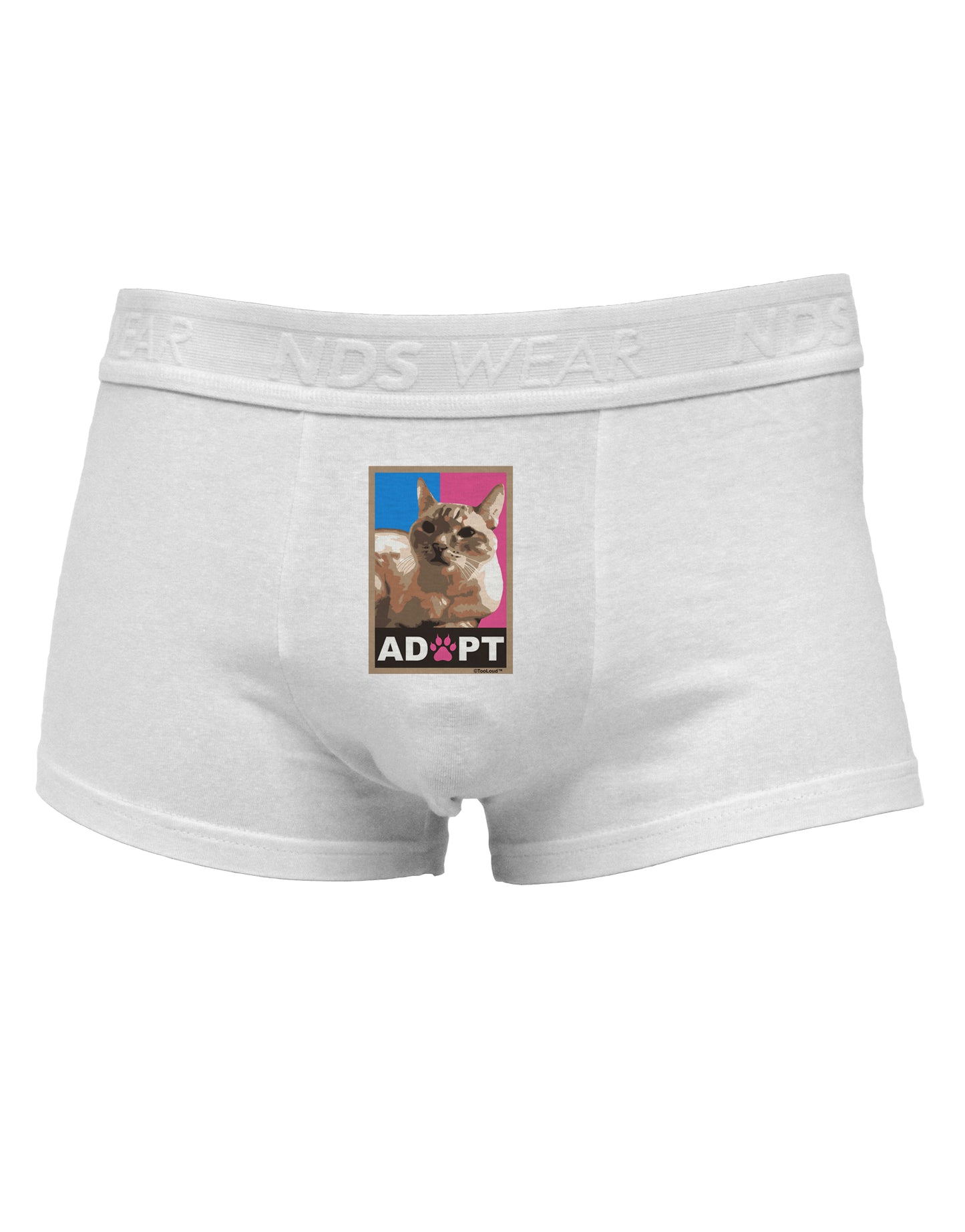 Adopt Cute Kitty Cat Adoption Mens Cotton Trunk Underwear-Men's Trunk Underwear-NDS Wear-White-Small-Davson Sales