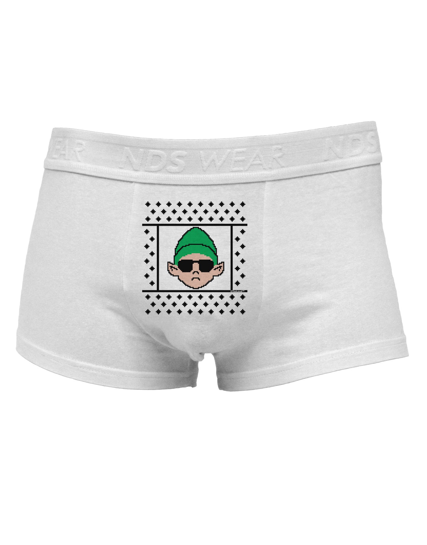 Cool Elf Christmas Sweater Mens Cotton Trunk Underwear-Men's Trunk Underwear-NDS Wear-White-Small-Davson Sales