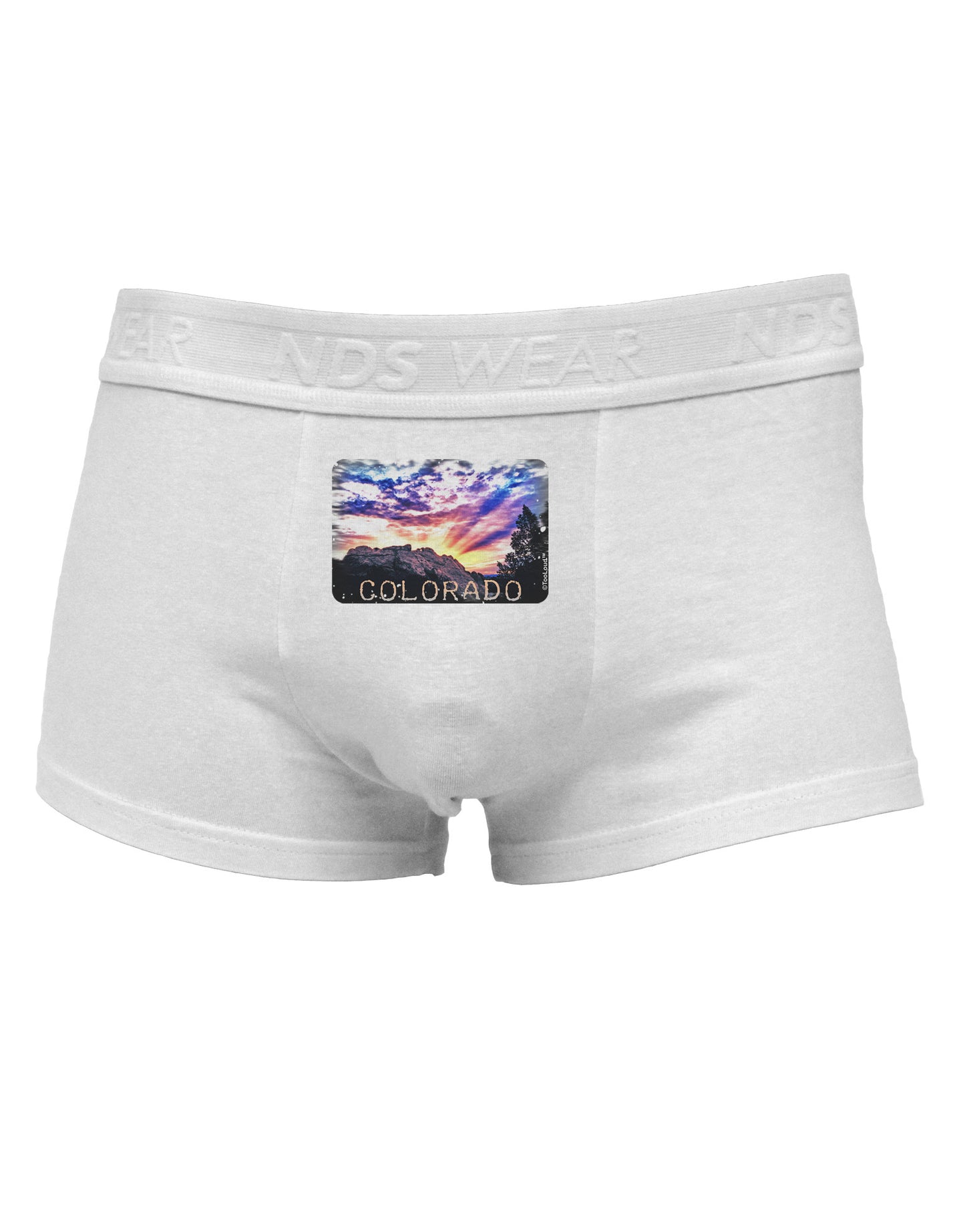 Colorado Rainbow Sunset Text Mens Cotton Trunk Underwear-Men's Trunk Underwear-NDS Wear-White-Small-Davson Sales