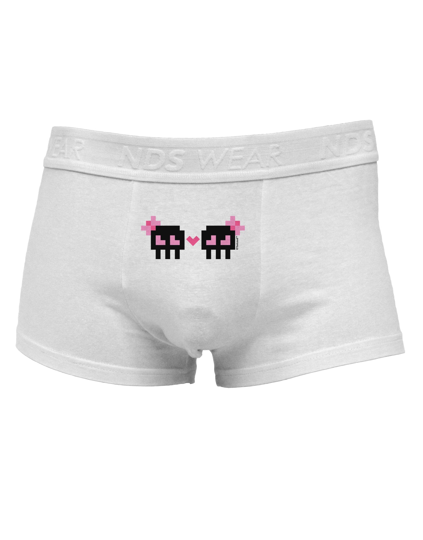8-Bit Skull Love - Girl and Girl Mens Cotton Trunk Underwear-Men's Trunk Underwear-NDS Wear-White-Small-Davson Sales