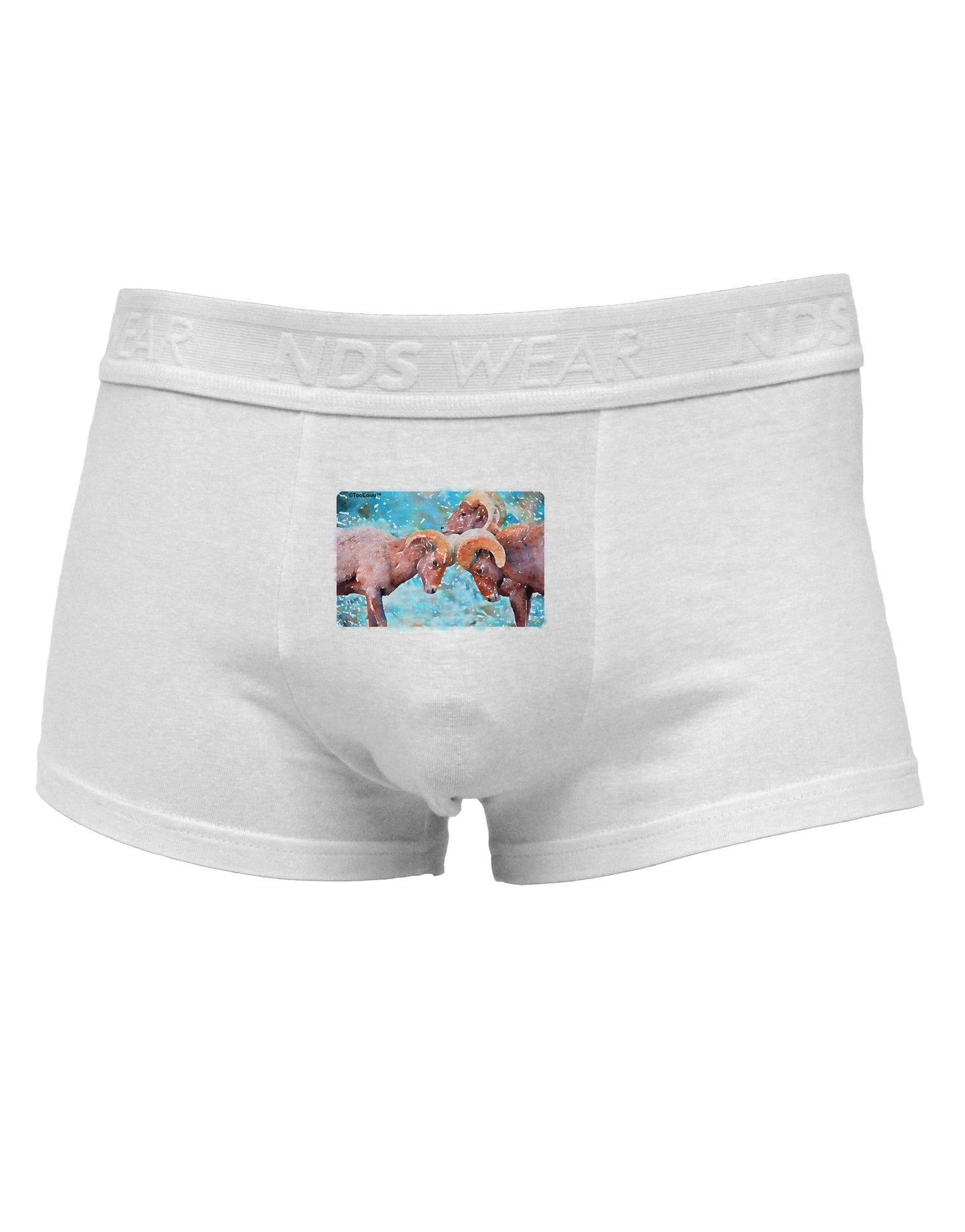 CO Bighorn Head Butt Watercolor Mens Cotton Trunk Underwear-Men's Trunk Underwear-NDS Wear-White-Small-Davson Sales
