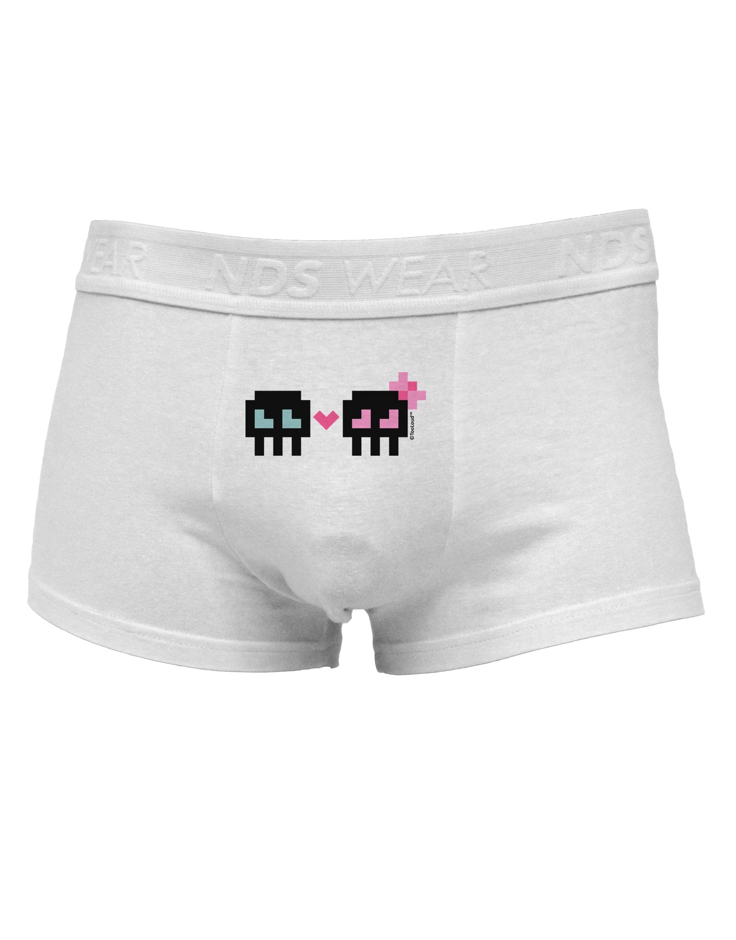 8-Bit Skull Love - Boy and Girl Mens Cotton Trunk Underwear-Men's Trunk Underwear-NDS Wear-White-Small-Davson Sales
