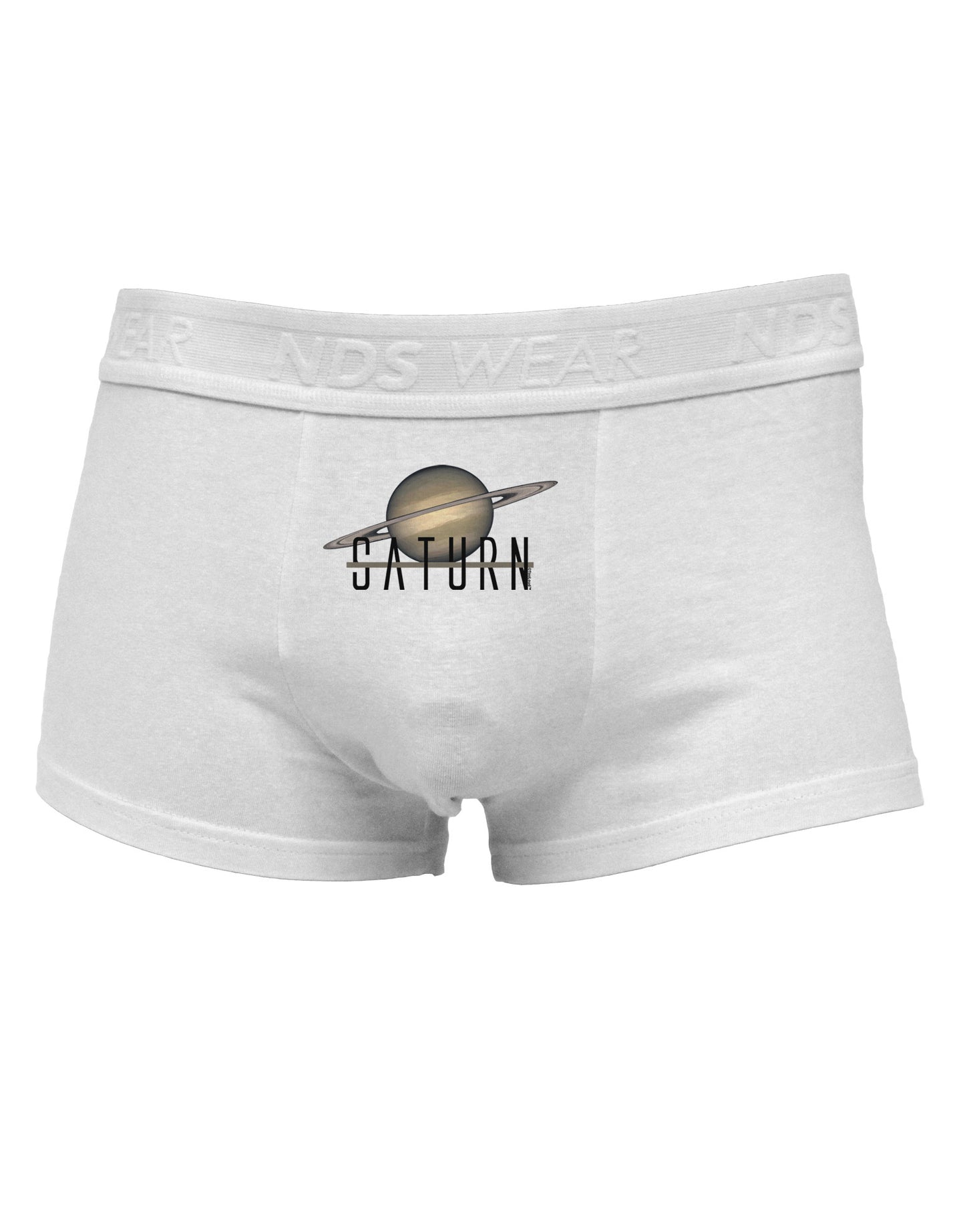 Planet Saturn Text Mens Cotton Trunk Underwear-Men's Trunk Underwear-NDS Wear-White-Small-Davson Sales