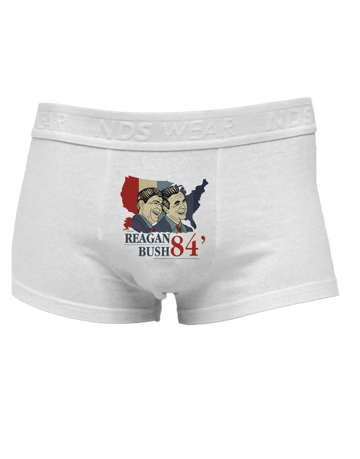TooLoud REAGAN BUSH 84 Mens Cotton Trunk Underwear-Men's Trunk Underwear-NDS Wear-White-Small-Davson Sales
