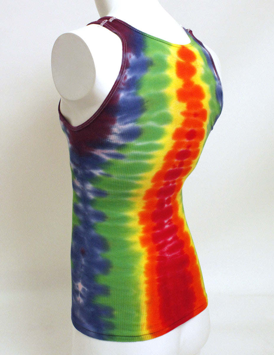 Rainbow Tie Dye Vertical Stripes Adult Ribbed Tank-Womens Tank Tops-NDS Wear-Rainbow-Vertical-Stripes-Small-Davson Sales