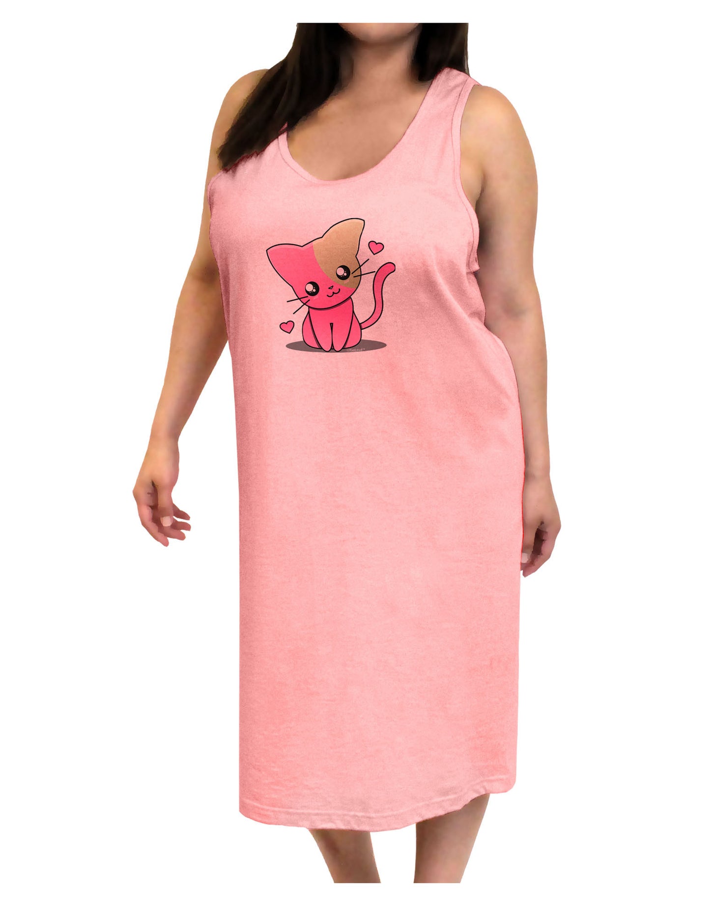 Kawaii Kitty Adult Tank Top Dress Night Shirt-Night Shirt-TooLoud-Pink-One-Size-Adult-Davson Sales